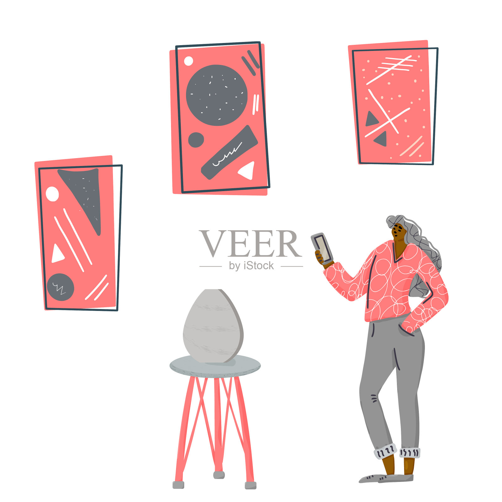 年轻的成人角色孤立的平面设计插画图片素材