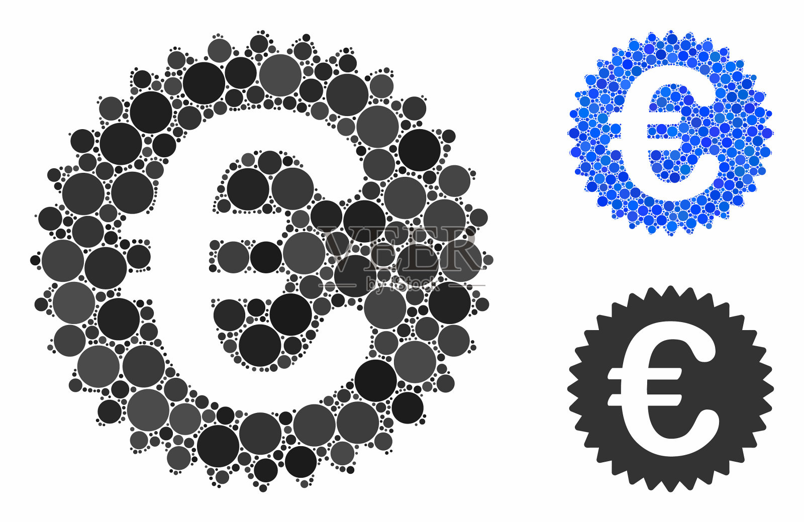 欧元奖励印章马赛克图标圆点插画图片素材