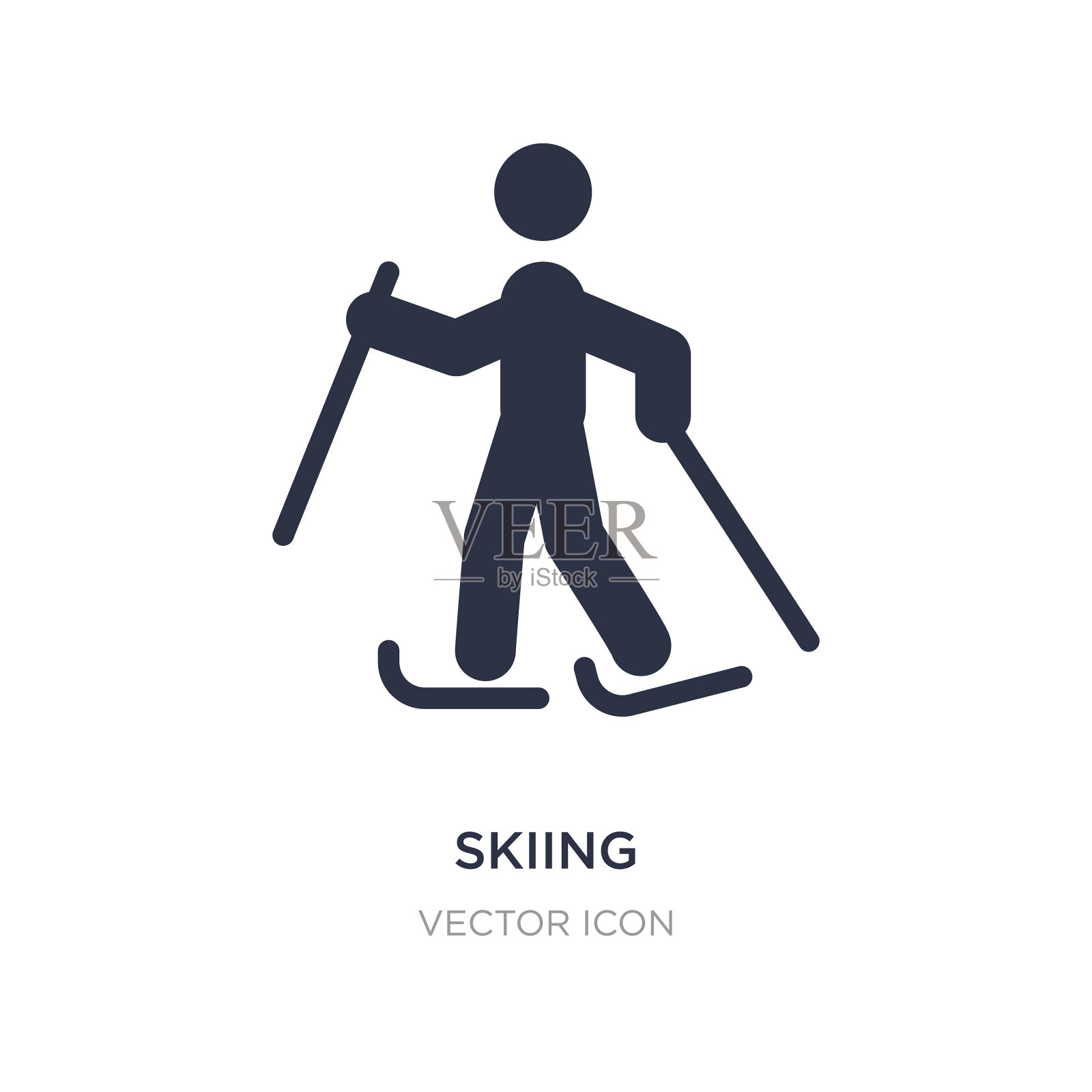 滑雪图标上的白色背景简单的元素图标素材