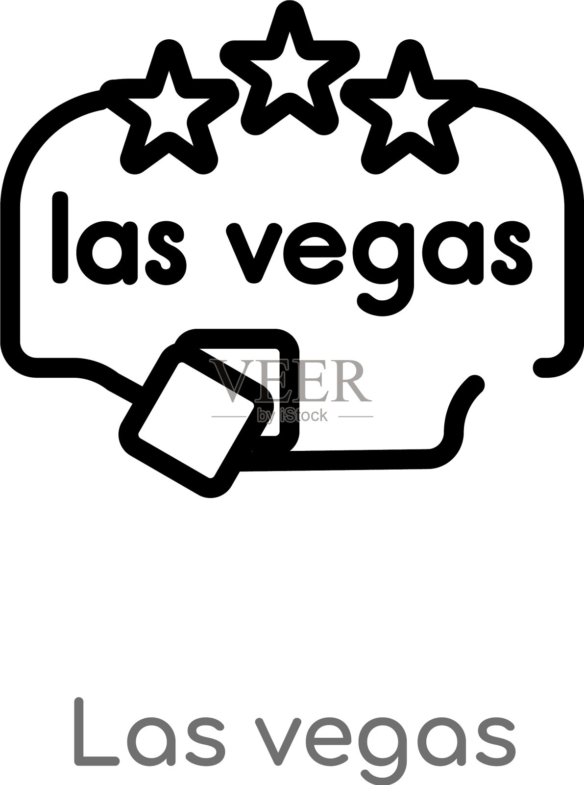 轮廓拉斯维加斯图标孤立黑色简单线插画图片素材