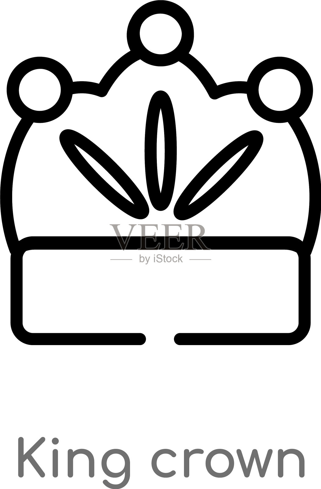 轮廓国王皇冠图标孤立黑色简单插画图片素材
