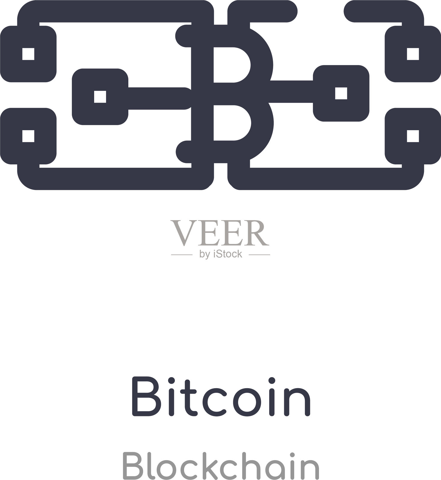 比特币轮廓图标隔离线插画图片素材