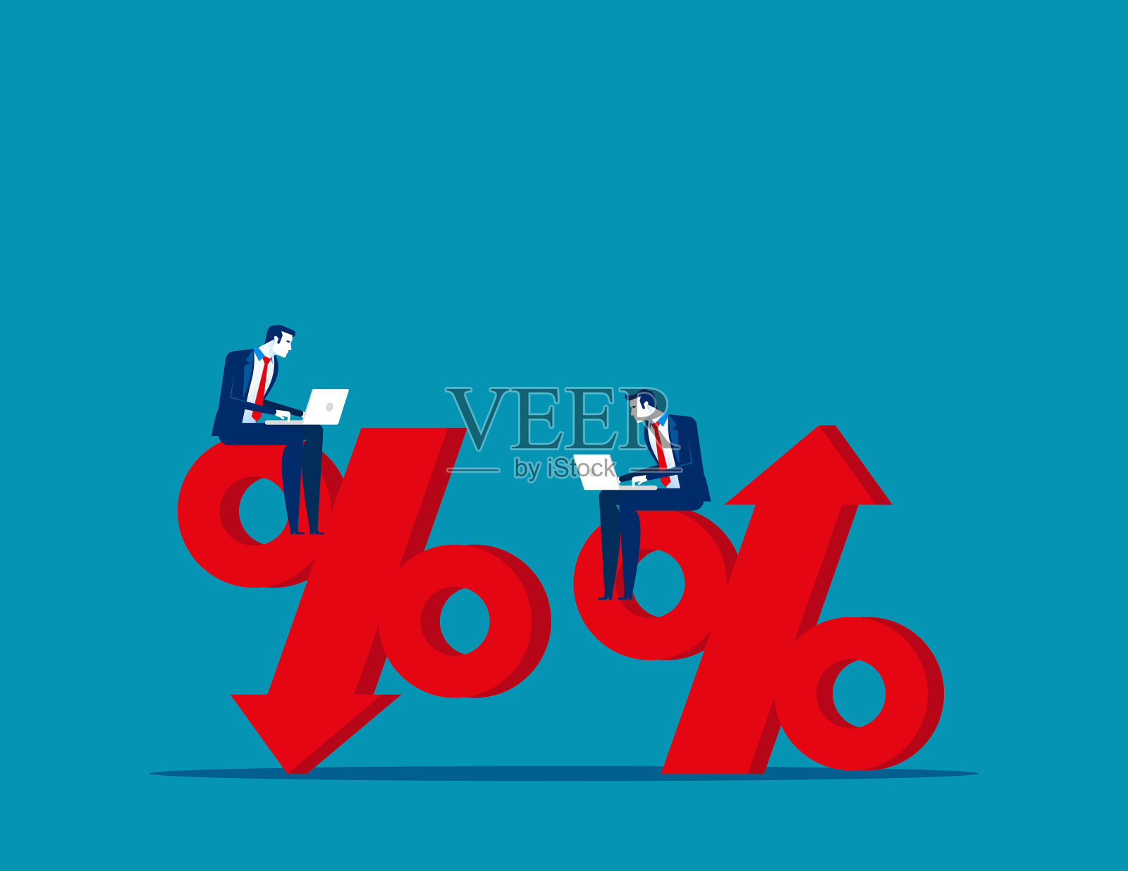 商务人员和百分比标志的概念插画图片素材