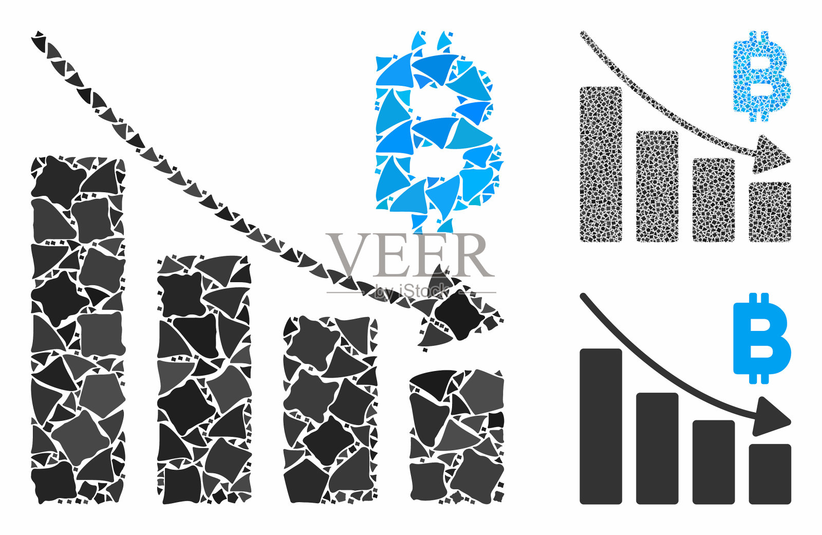 比特币衰退的柱状图组成图标插画图片素材