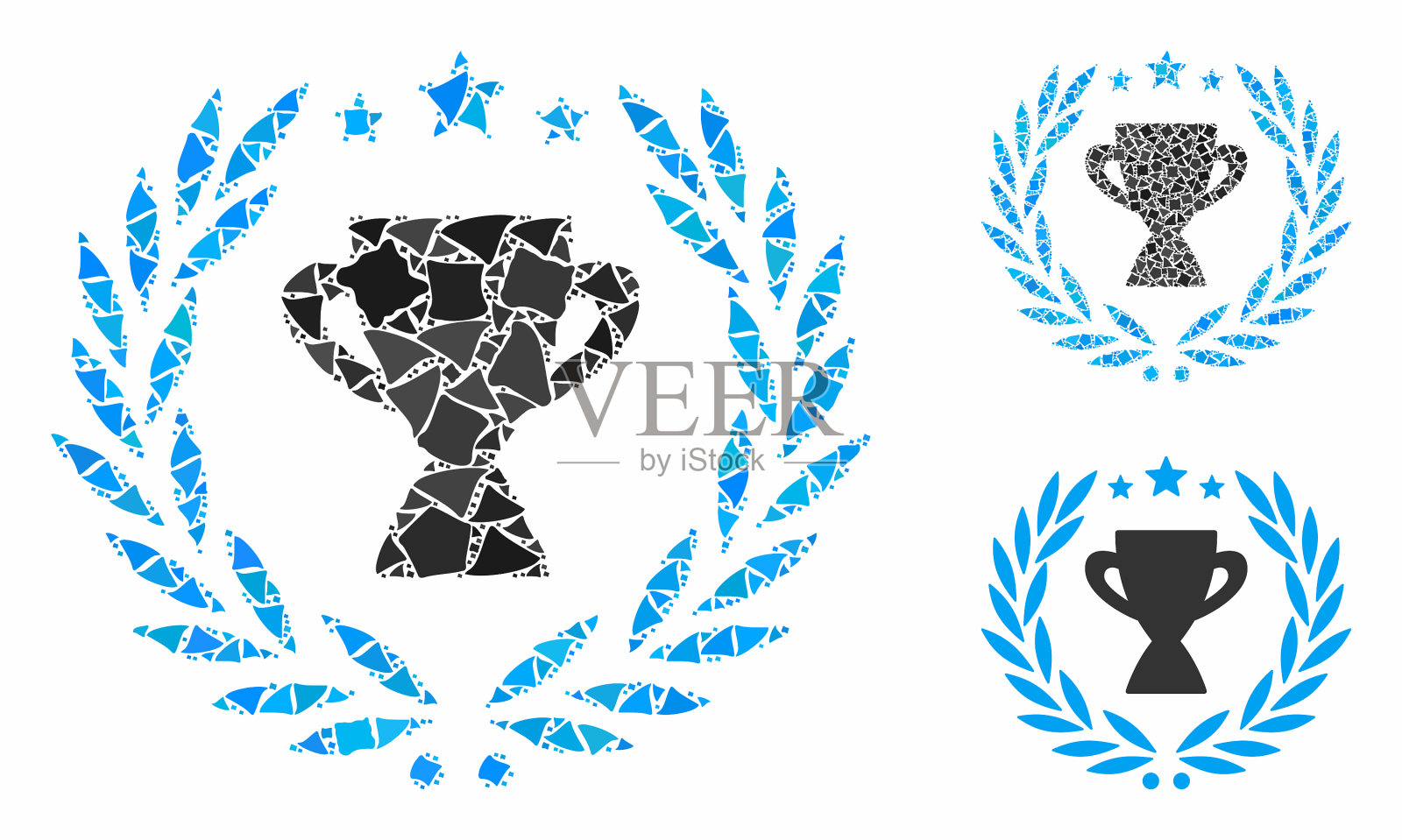 荣耀徽章马赛克图标凹凸不平的部分插画图片素材