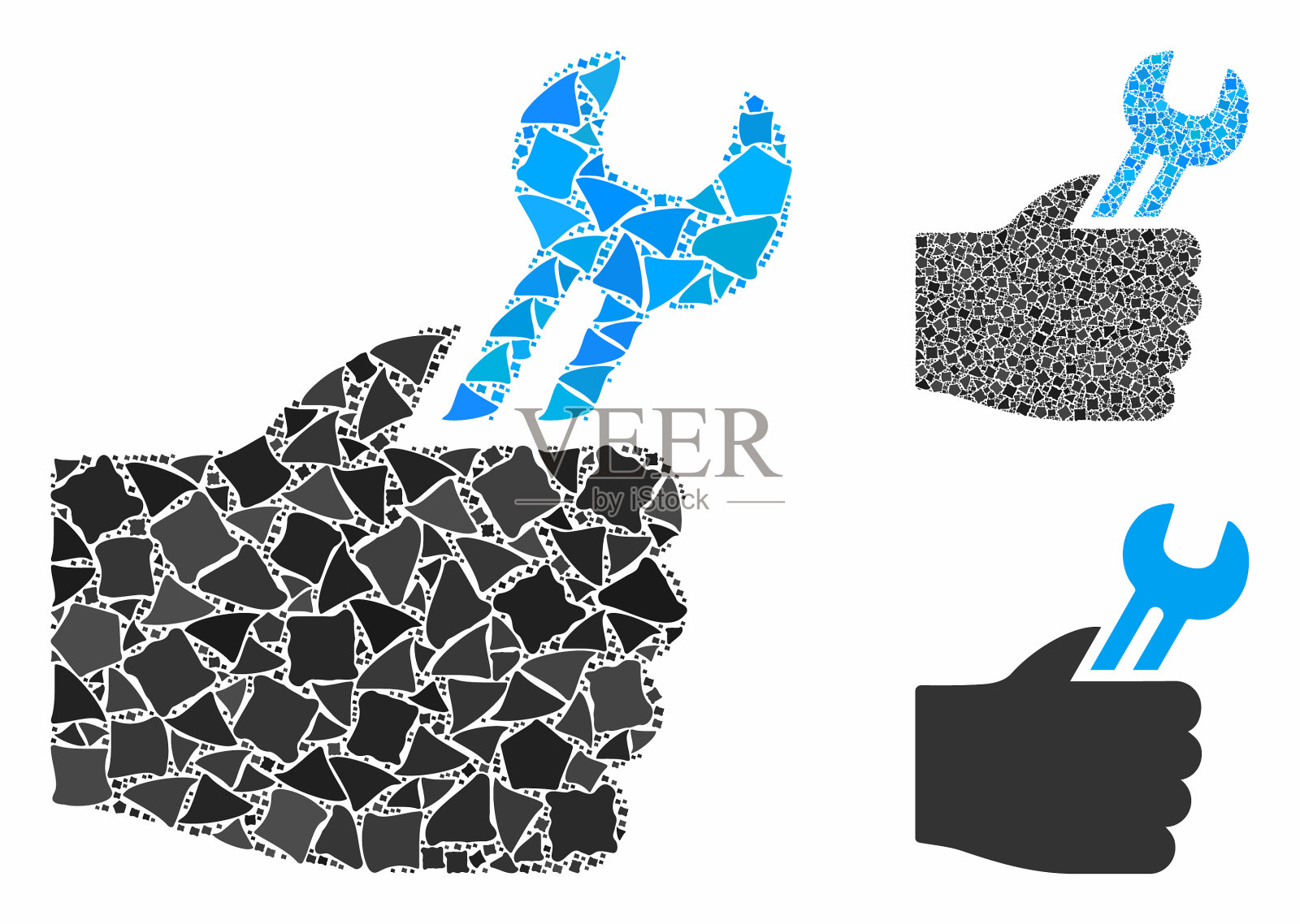 服务手组成图标破烂的物品插画图片素材