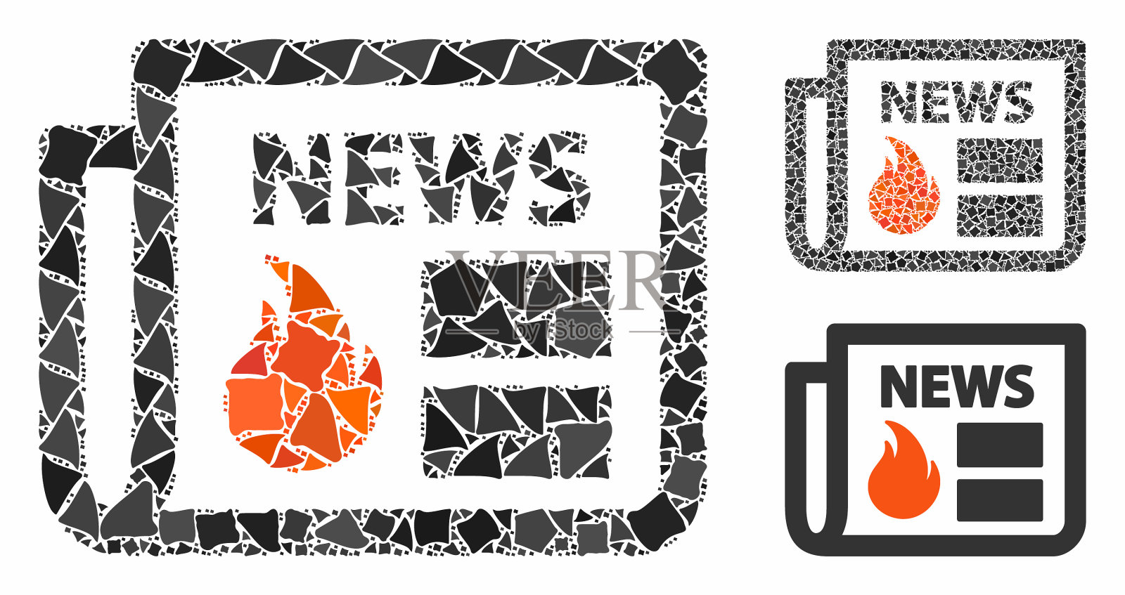热点新闻组成图标凹凸不平的部分插画图片素材