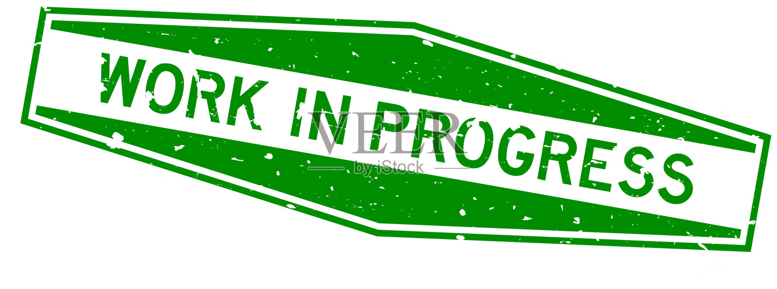 Grunge绿色工作正在进行字六边形橡胶插画图片素材