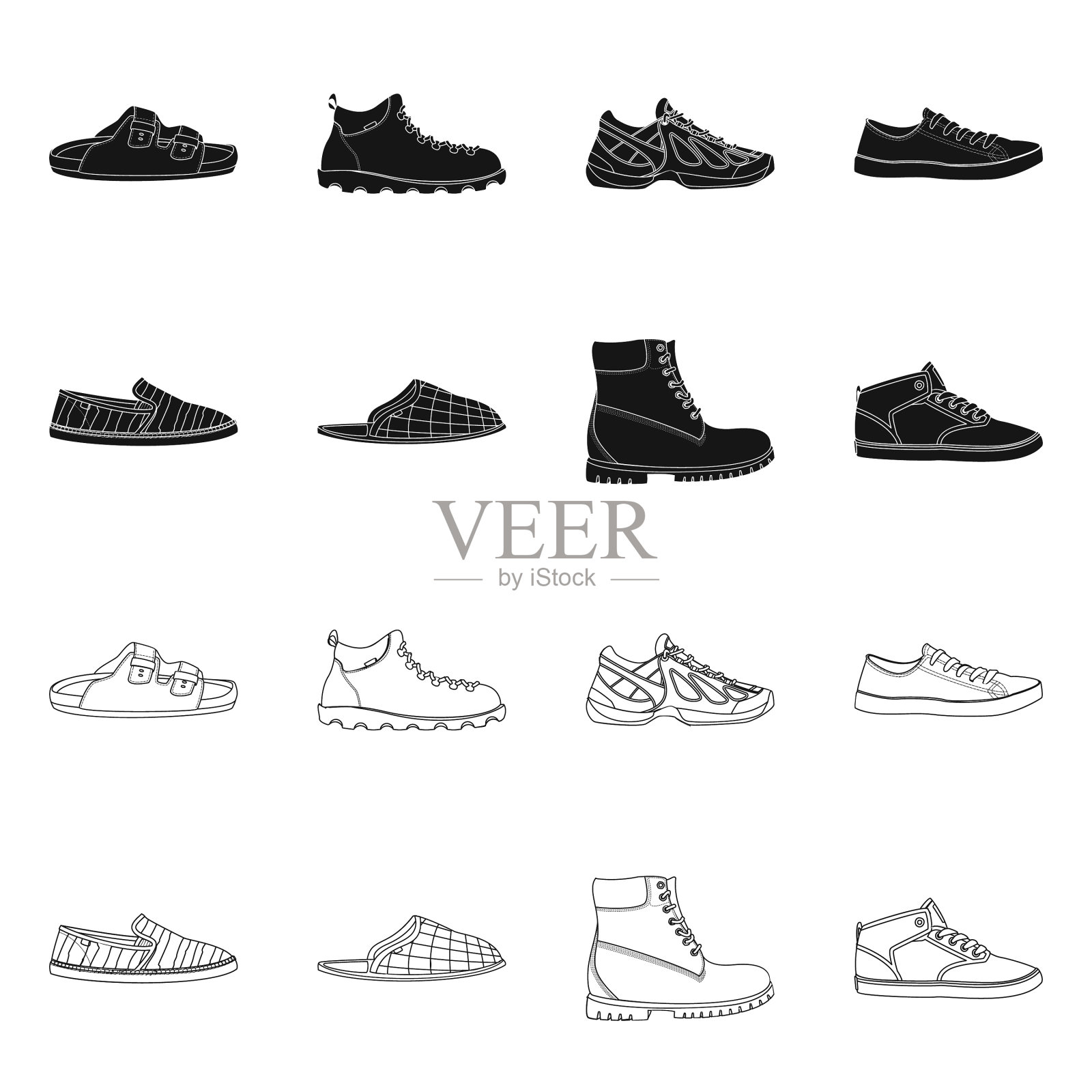 隔离对象鞋和鞋类标志集图标素材