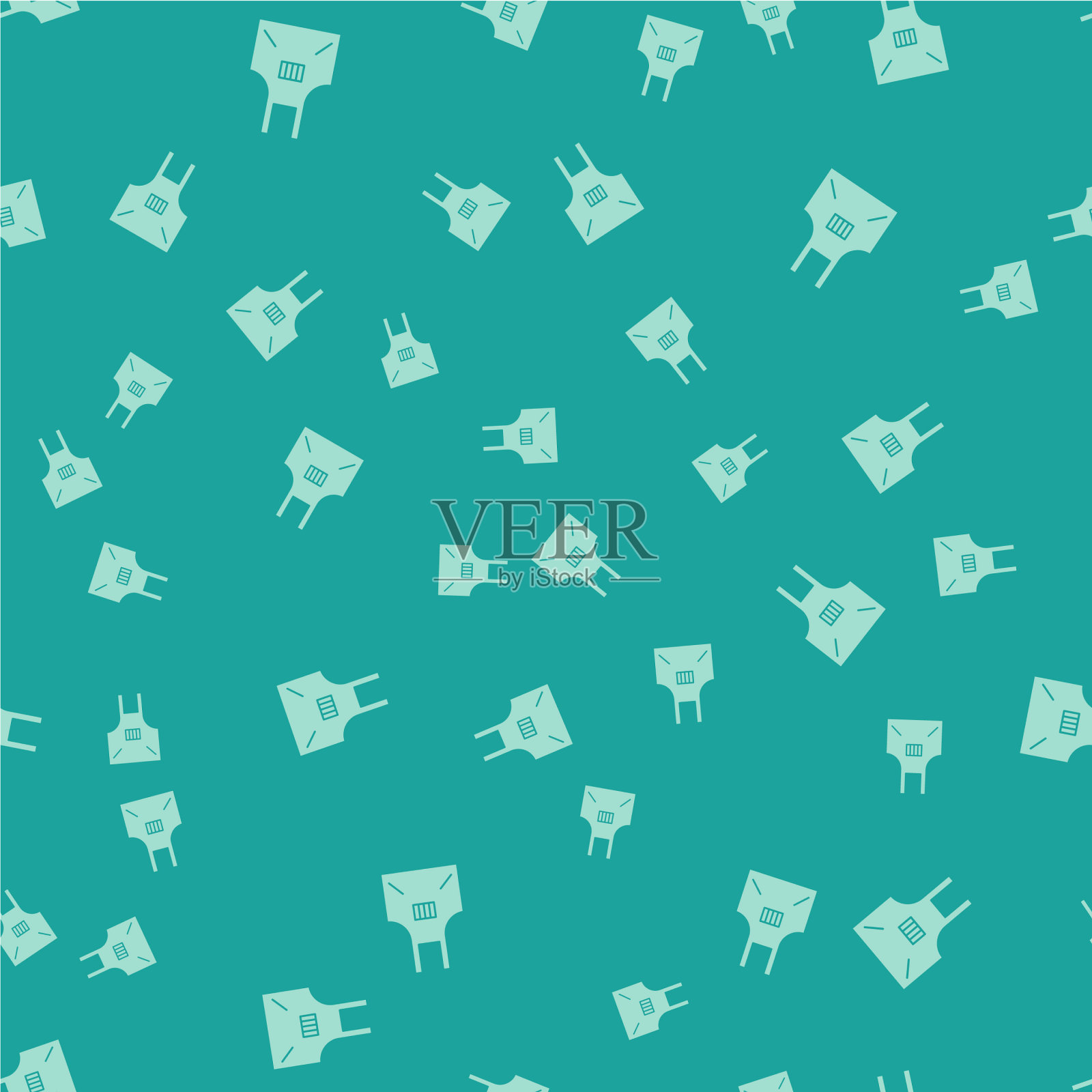 绿色厨房围裙图标孤立无缝模式插画图片素材