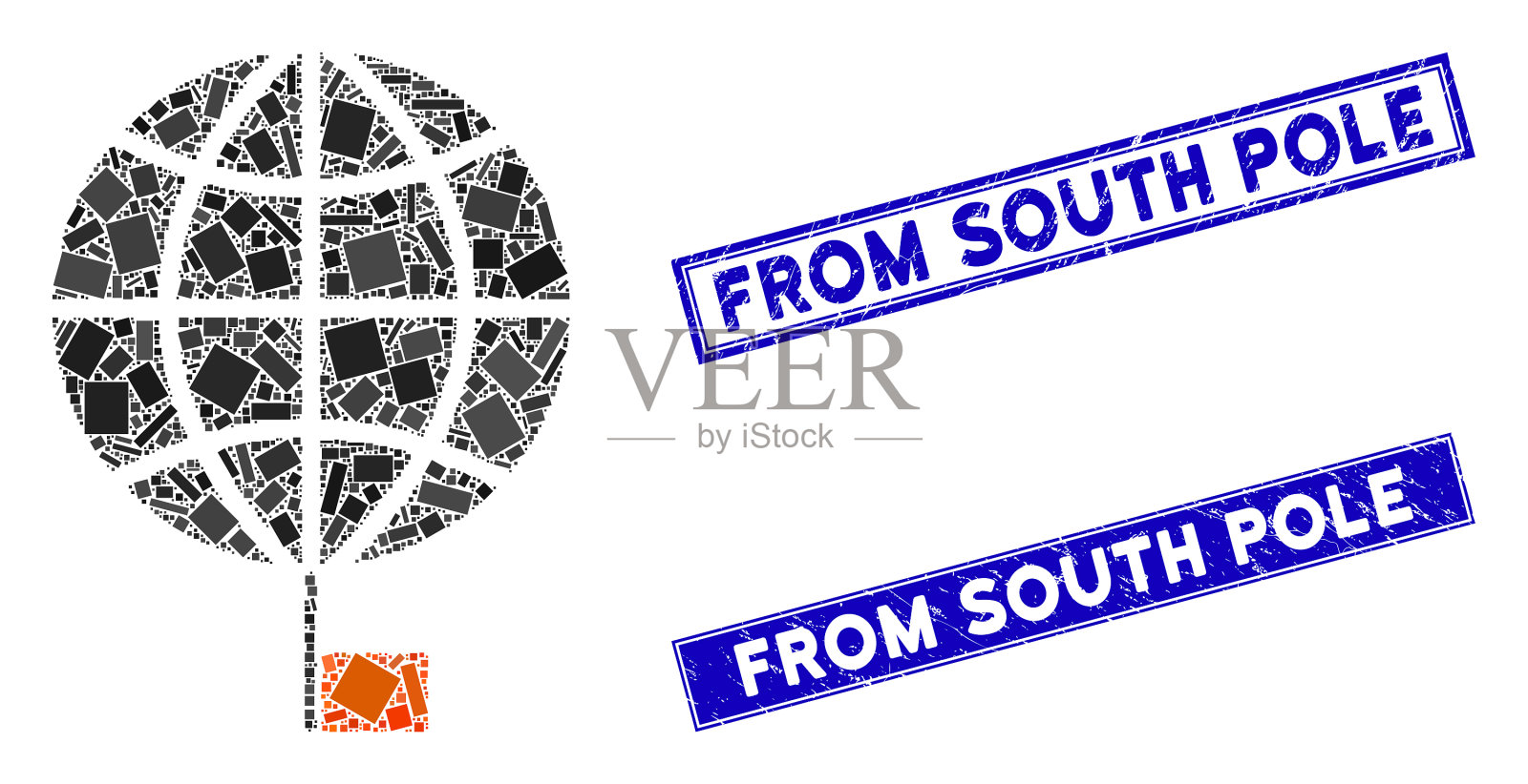 南极马赛克和来自南方的垃圾矩形插画图片素材