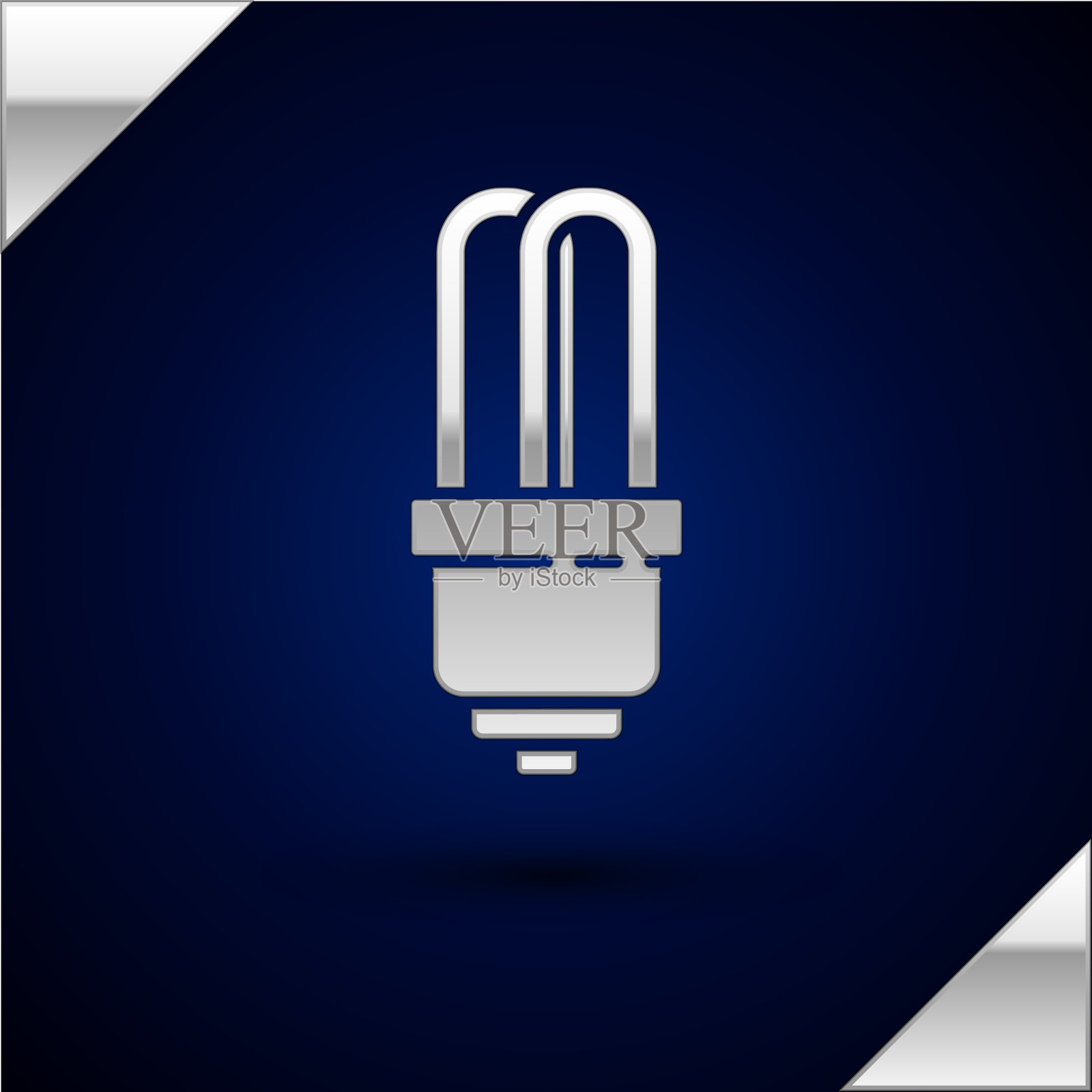银色led灯泡图标孤立在深蓝色图标素材