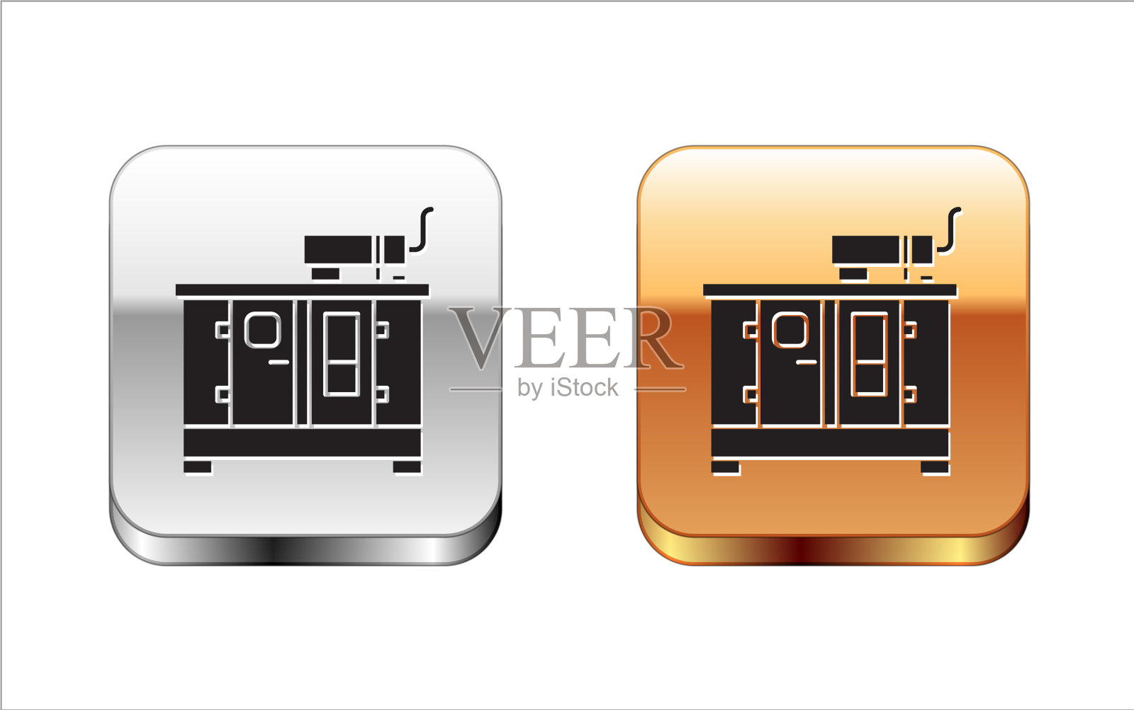 黑色柴油发电机图标隔离图标素材