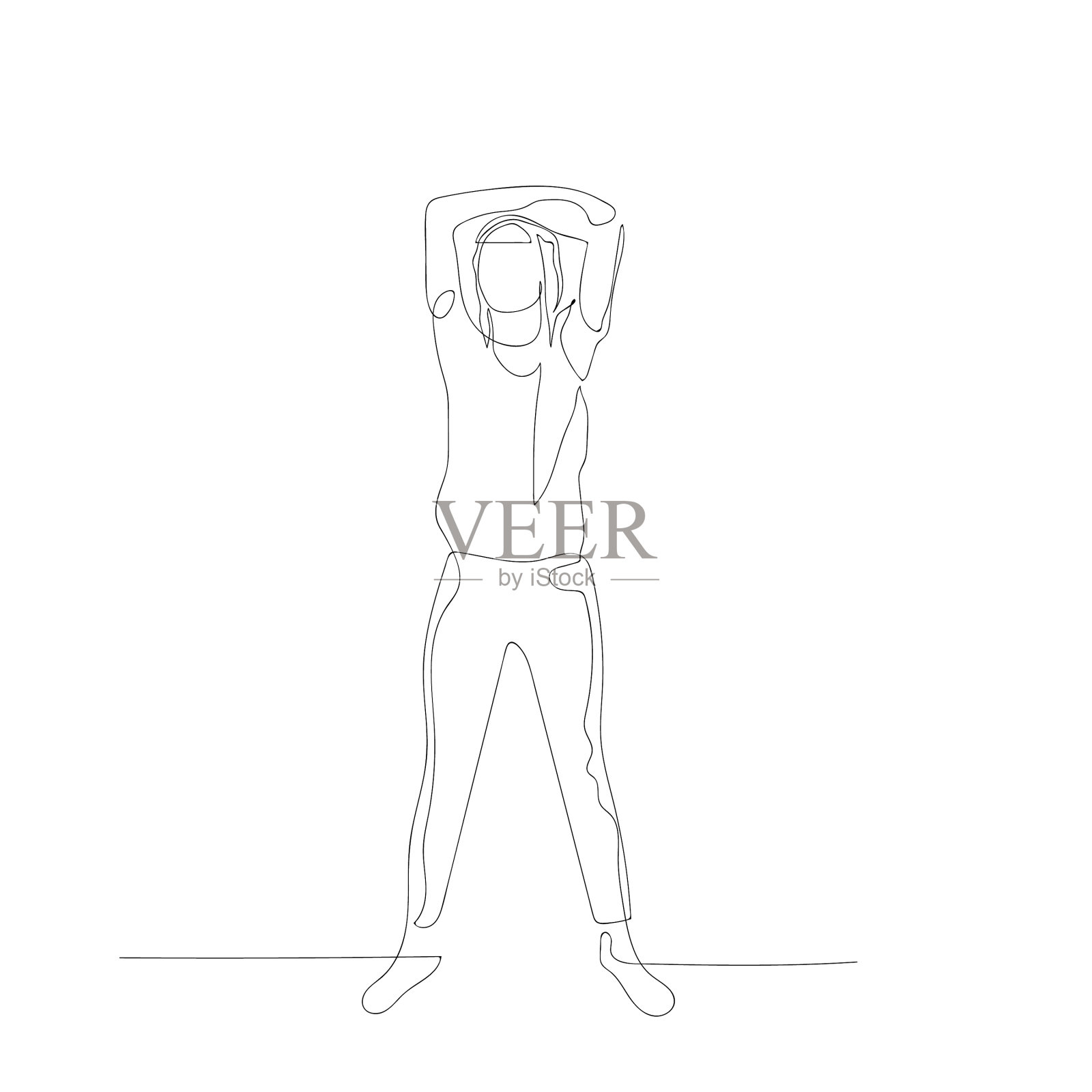 连续一排的女人伸展肩膀插画图片素材