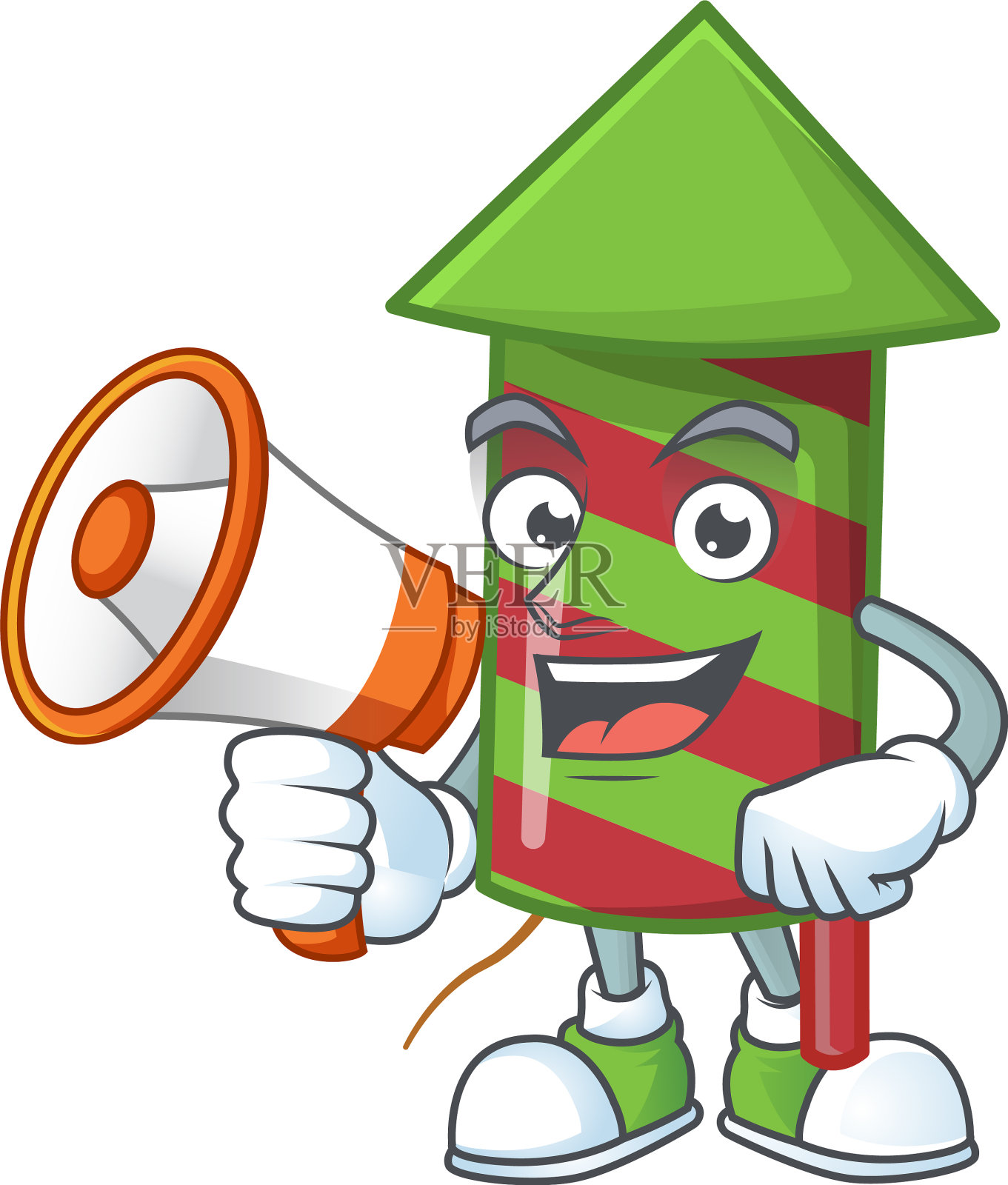 有趣的卡通风格的绿条纹烟花设计元素图片