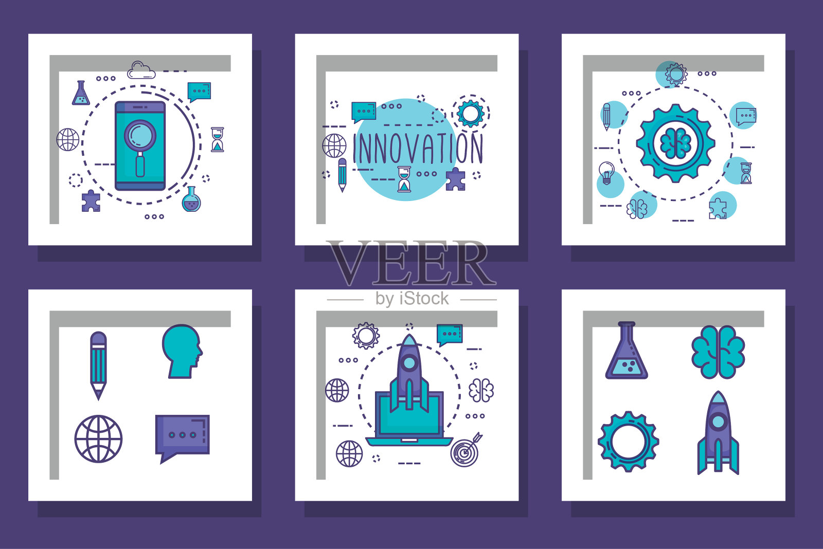 捆绑设计团队和图标插画图片素材