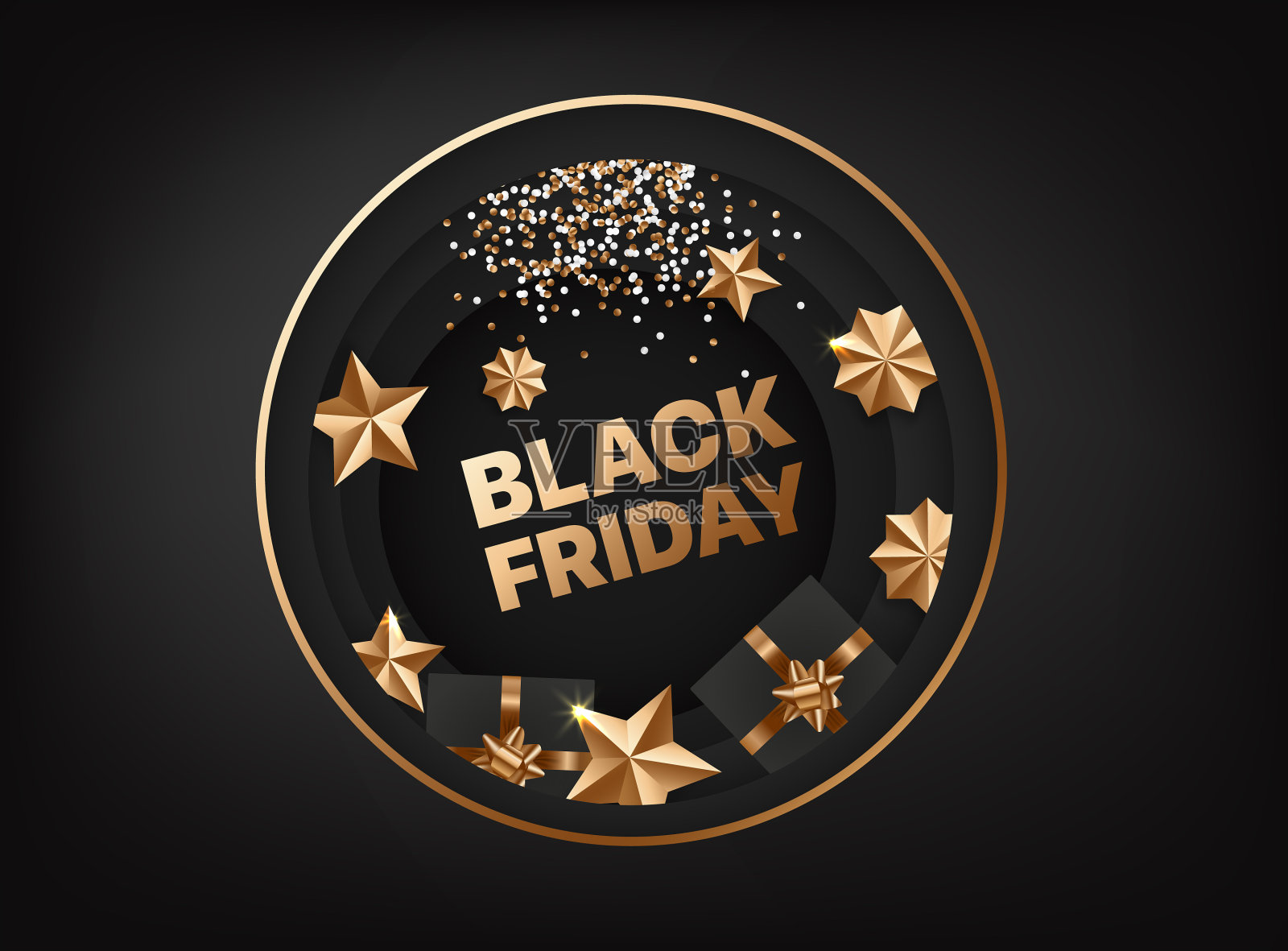 带有金色元素的黑色星期五卡片插画图片素材