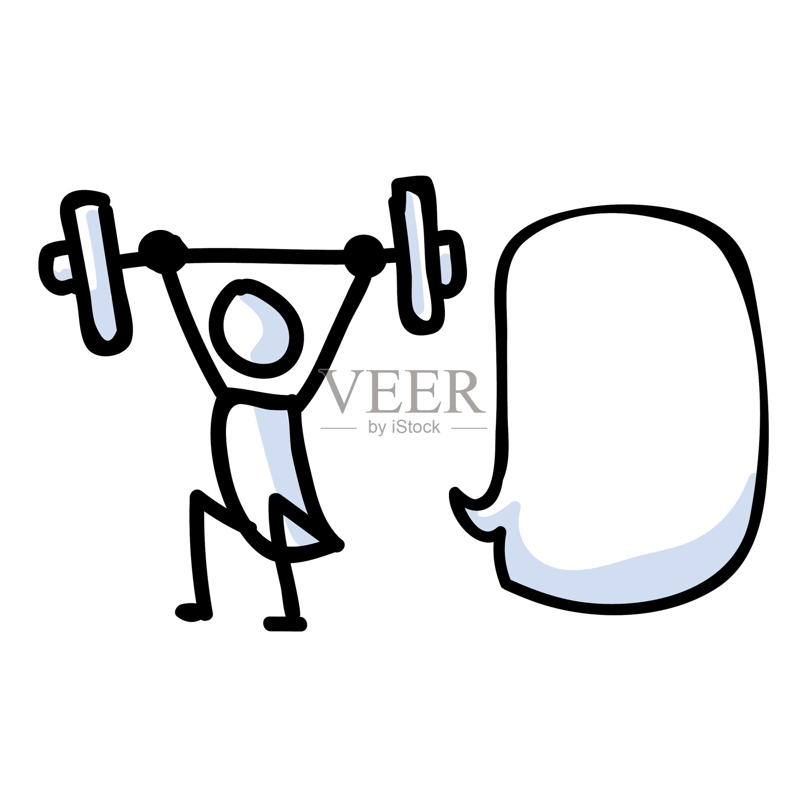 手绘简笔人物举重的重量概念设计元素图片