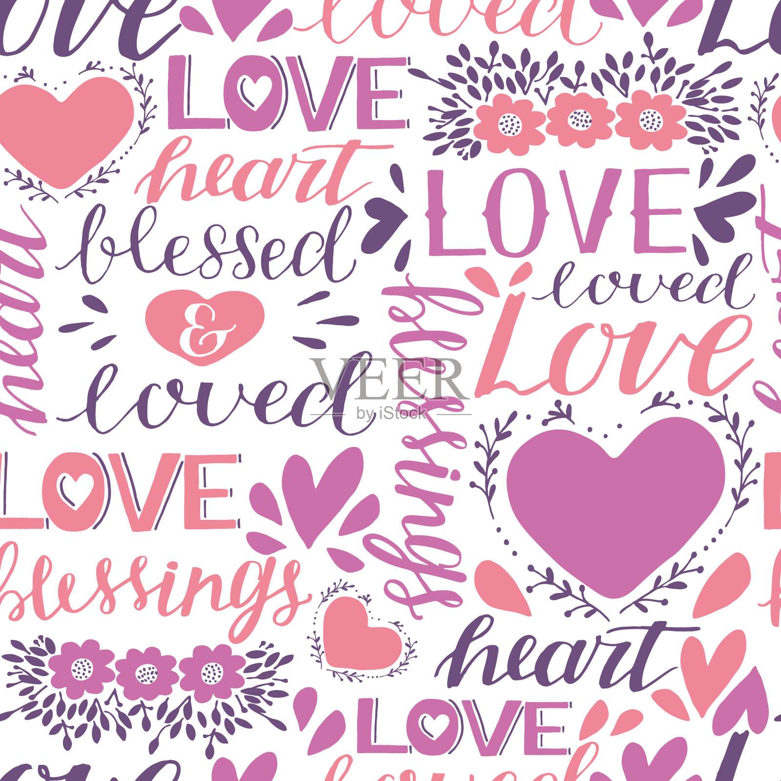 无缝基督教模式与手印插画图片素材