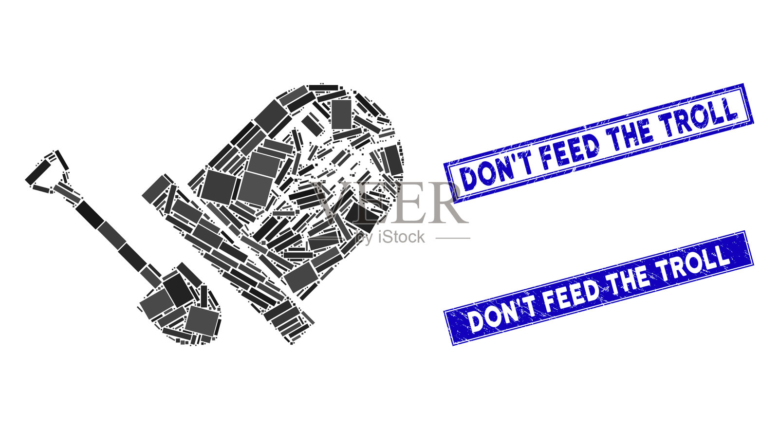 坟墓挖掘马赛克和垃圾矩形不要插画图片素材