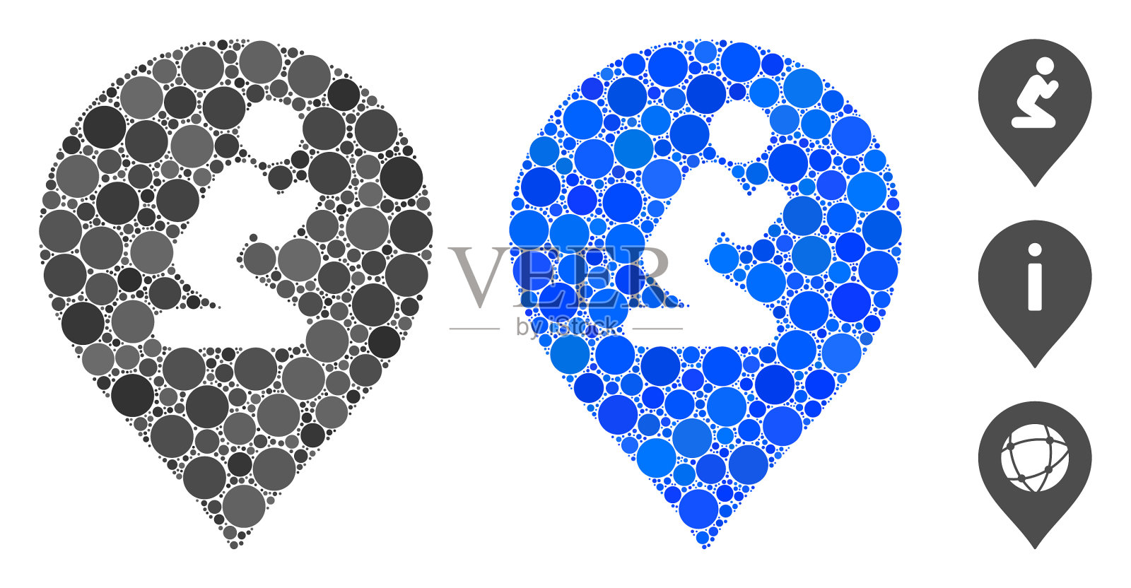 祈祷地图标记马赛克图标圈插画图片素材