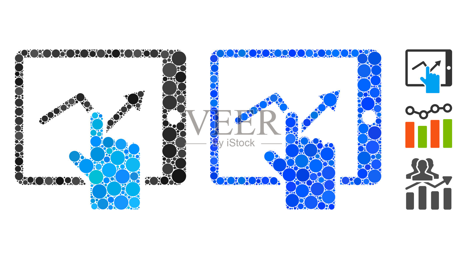 点击PDA组成图标球形项目的趋势图标素材