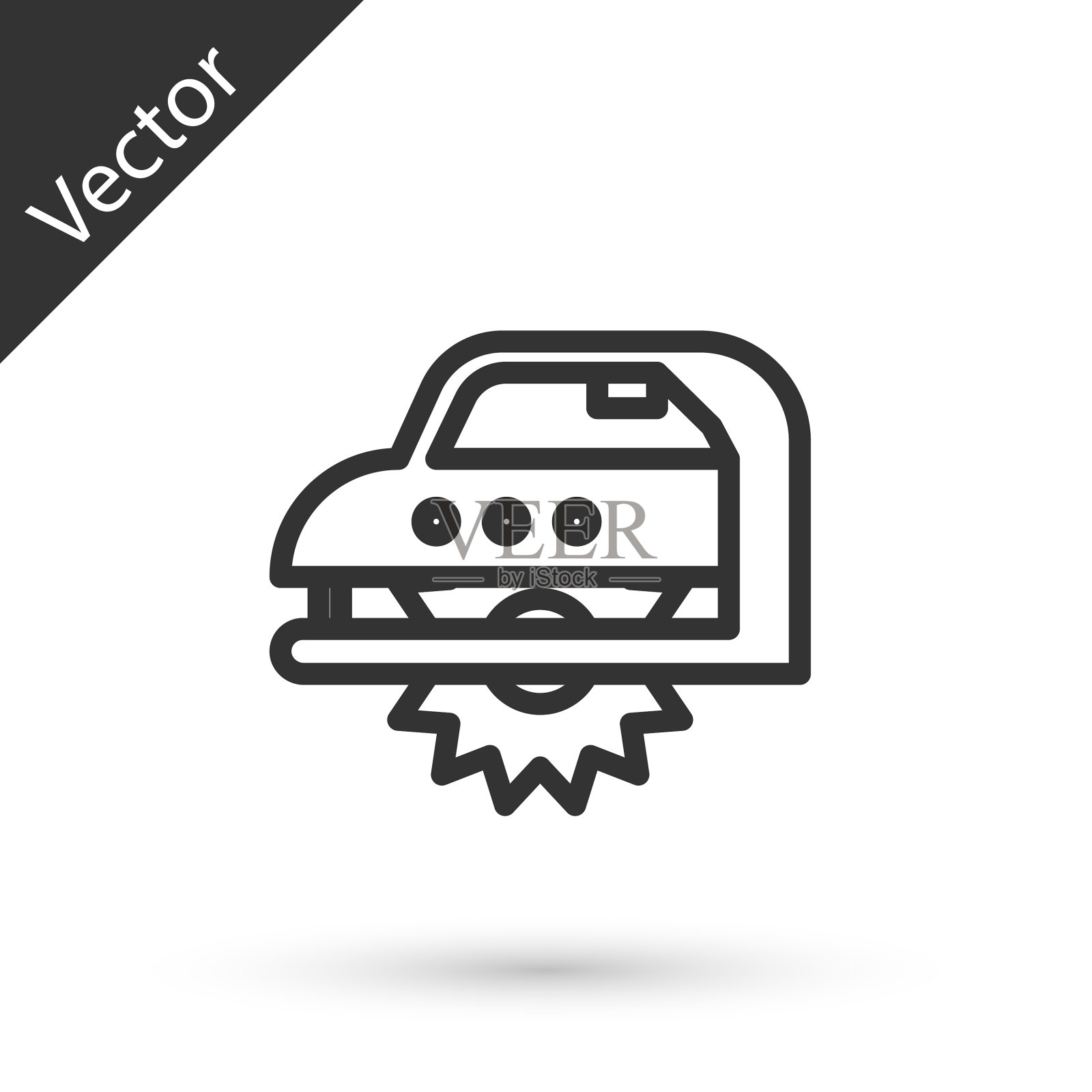 灰色线钢齿电动圆锯图标素材