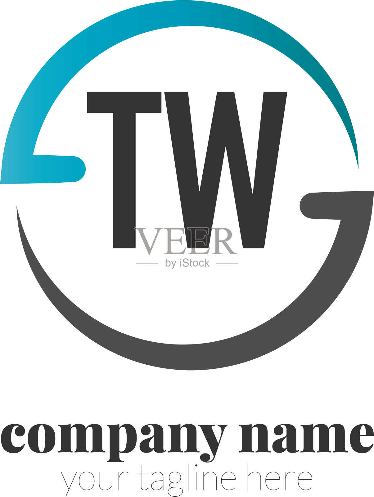 首字母创意圆标志概念插画图片素材