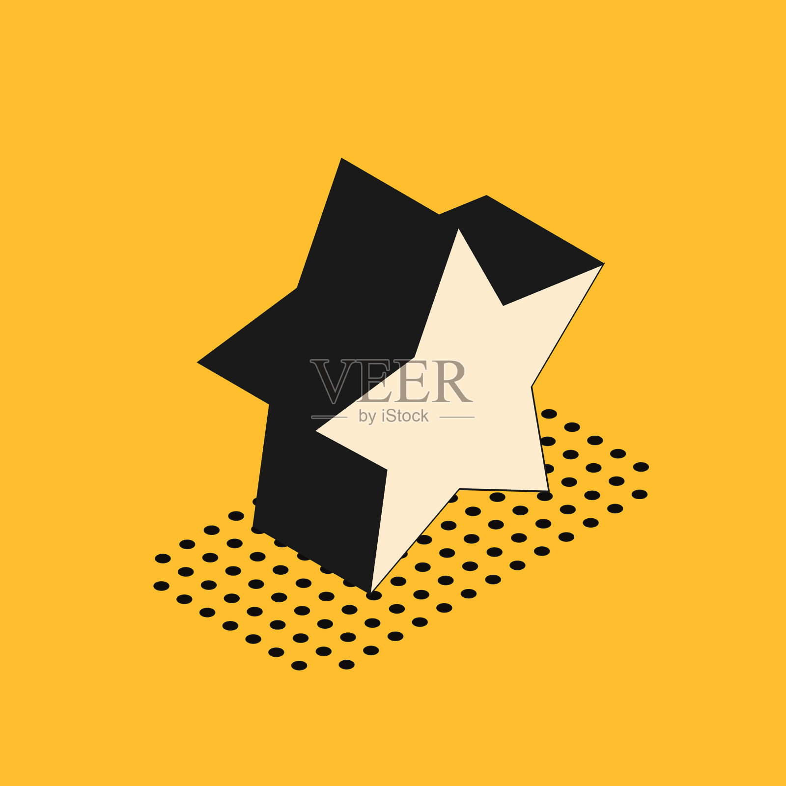 等距星形图标孤立在黄色背景上插画图片素材