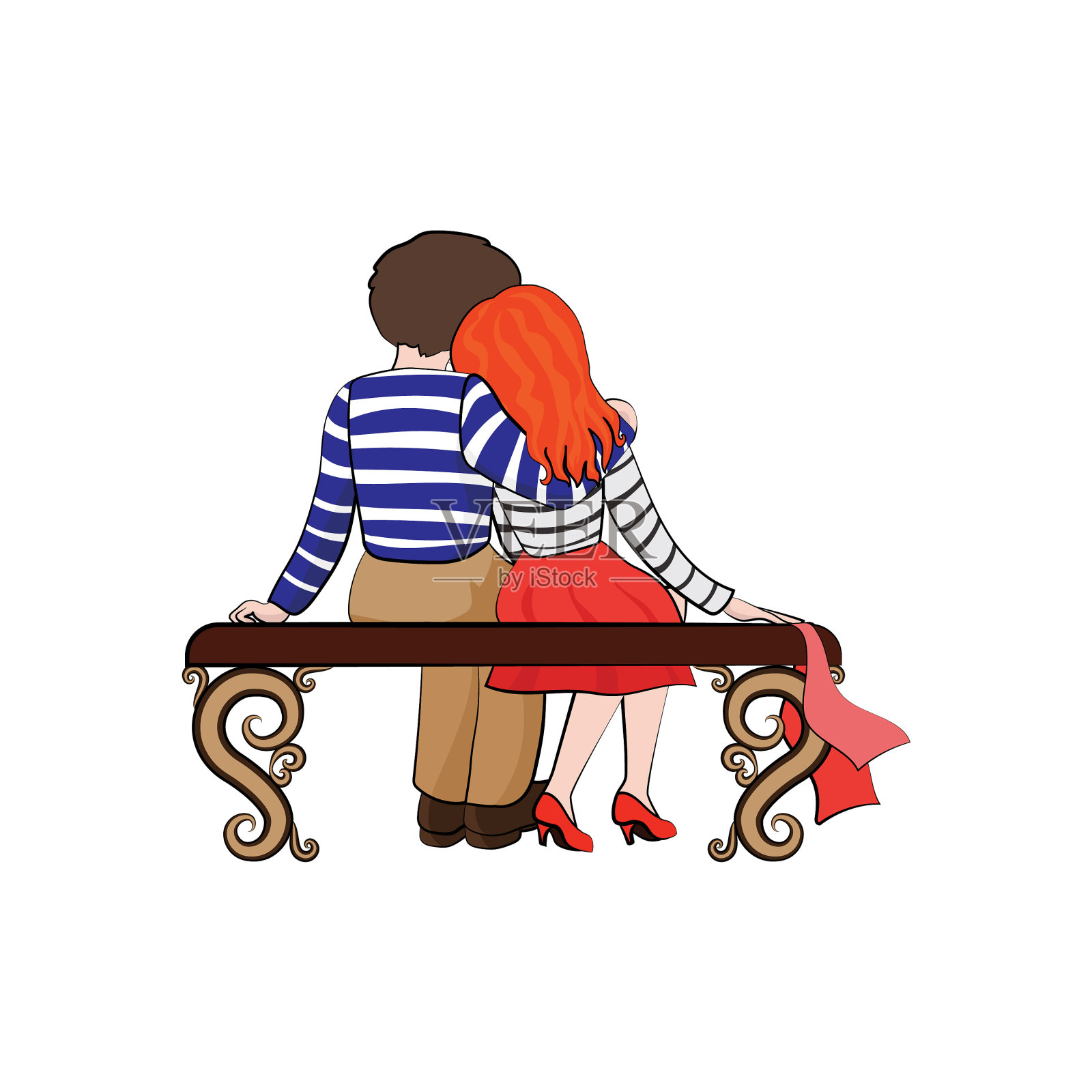 相爱的男孩和女孩坐在一起设计元素图片