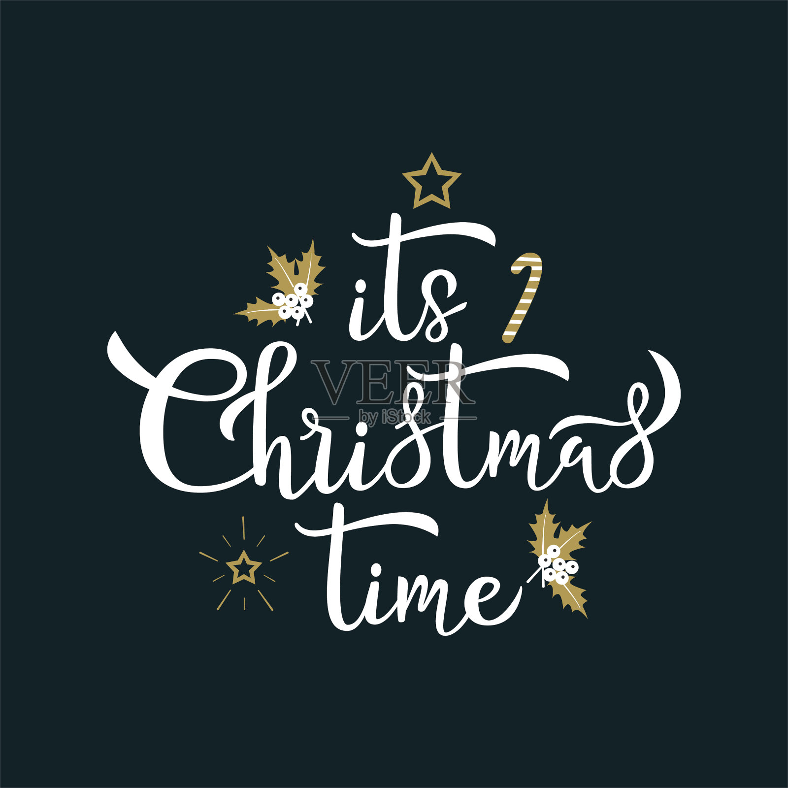 它的圣诞问候白书法插画图片素材