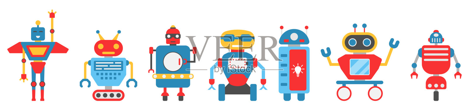 设置机器人角色。机器人,怪物,半机械人,类人机器人插画图片素材