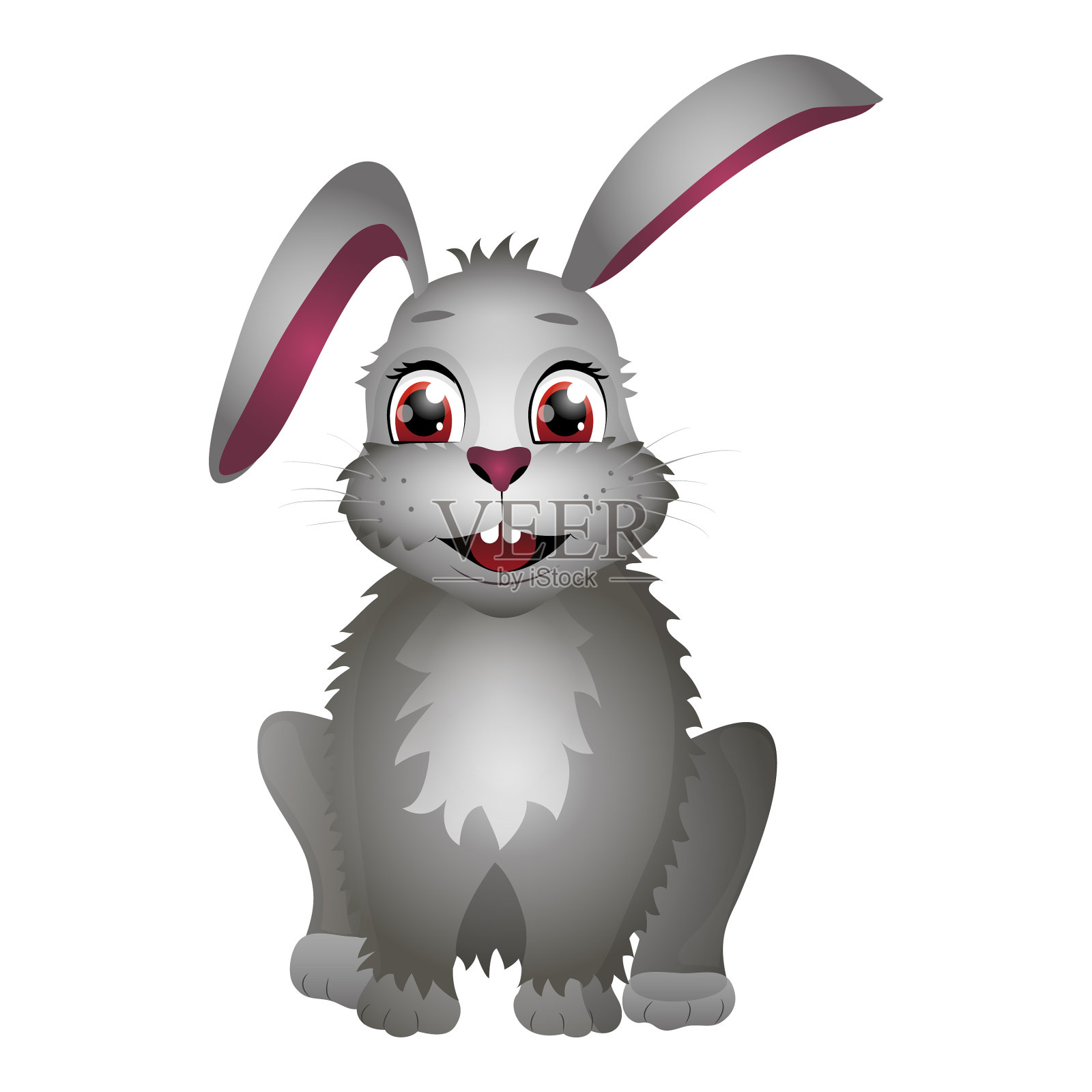 可爱的卡通复活节兔子孤立在白色设计元素图片