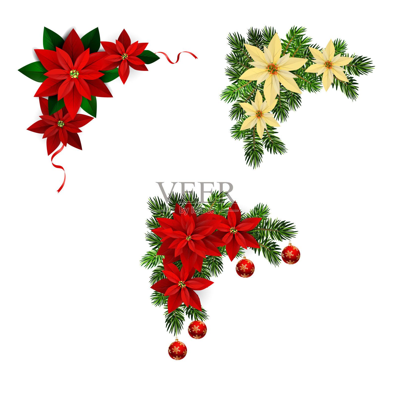 圣诞装饰用冷杉树收集设计元素图片