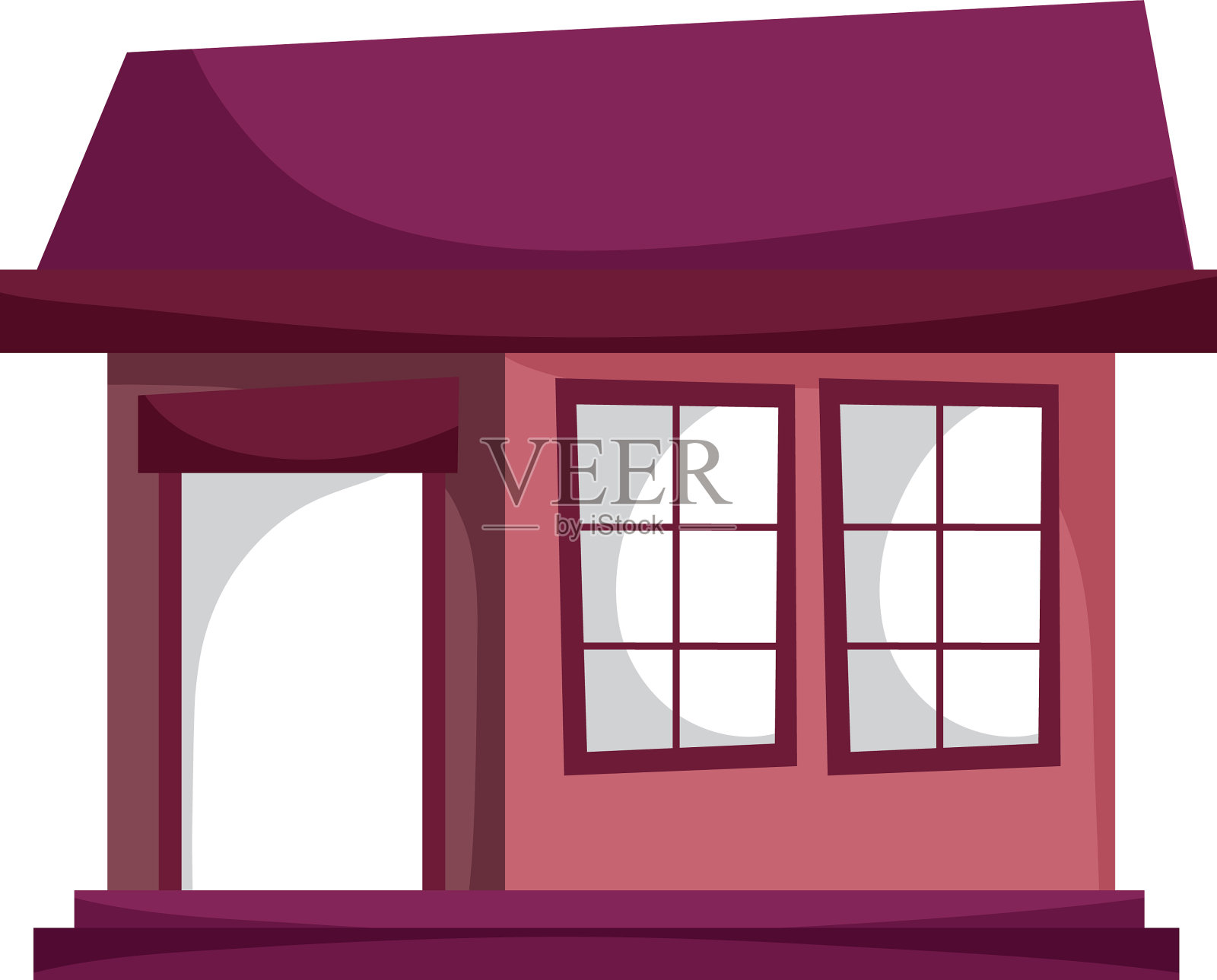 房屋正面建筑卡通阴影图标设计元素图片