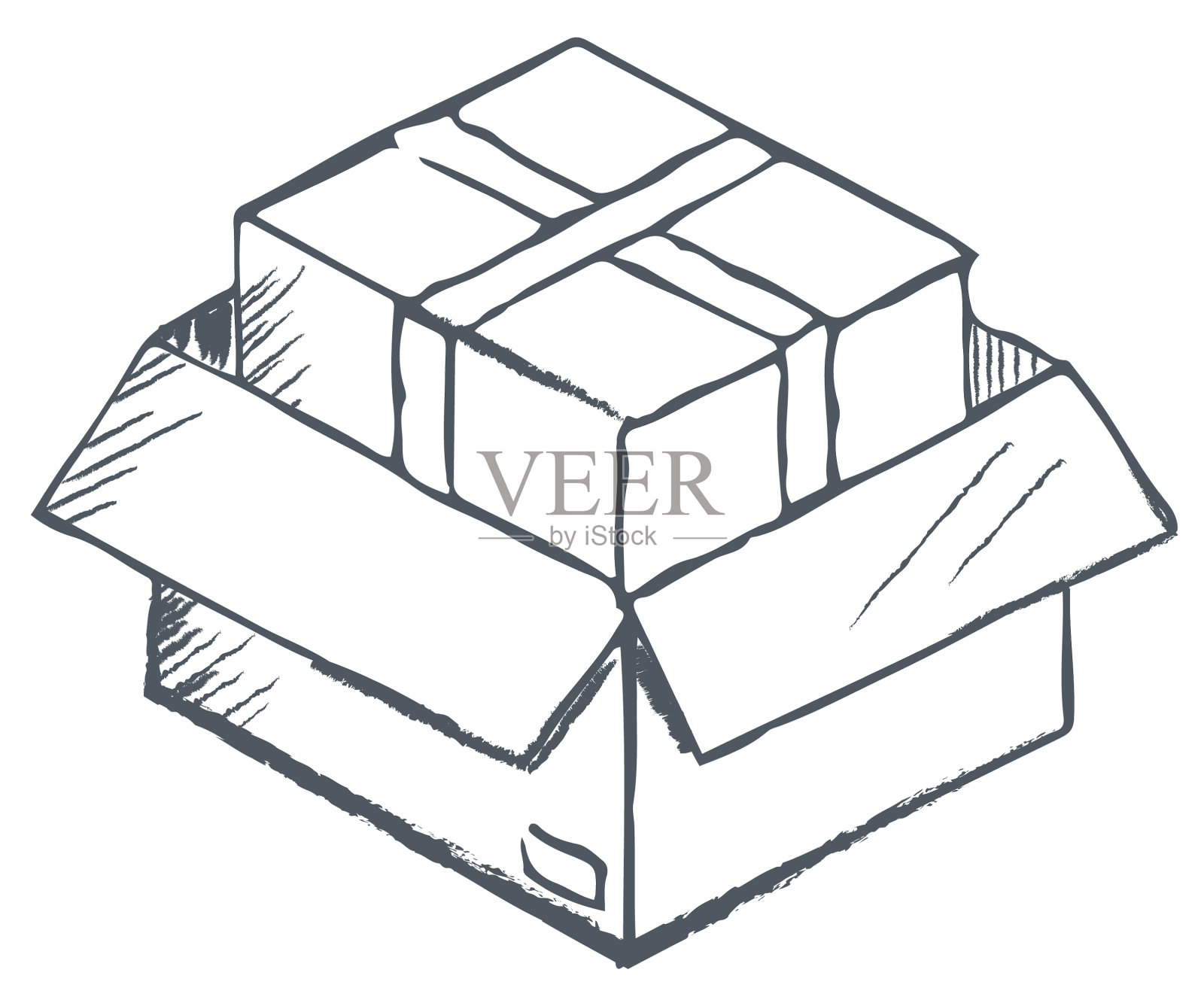 盒子电子商务草图在线交付设计元素图片