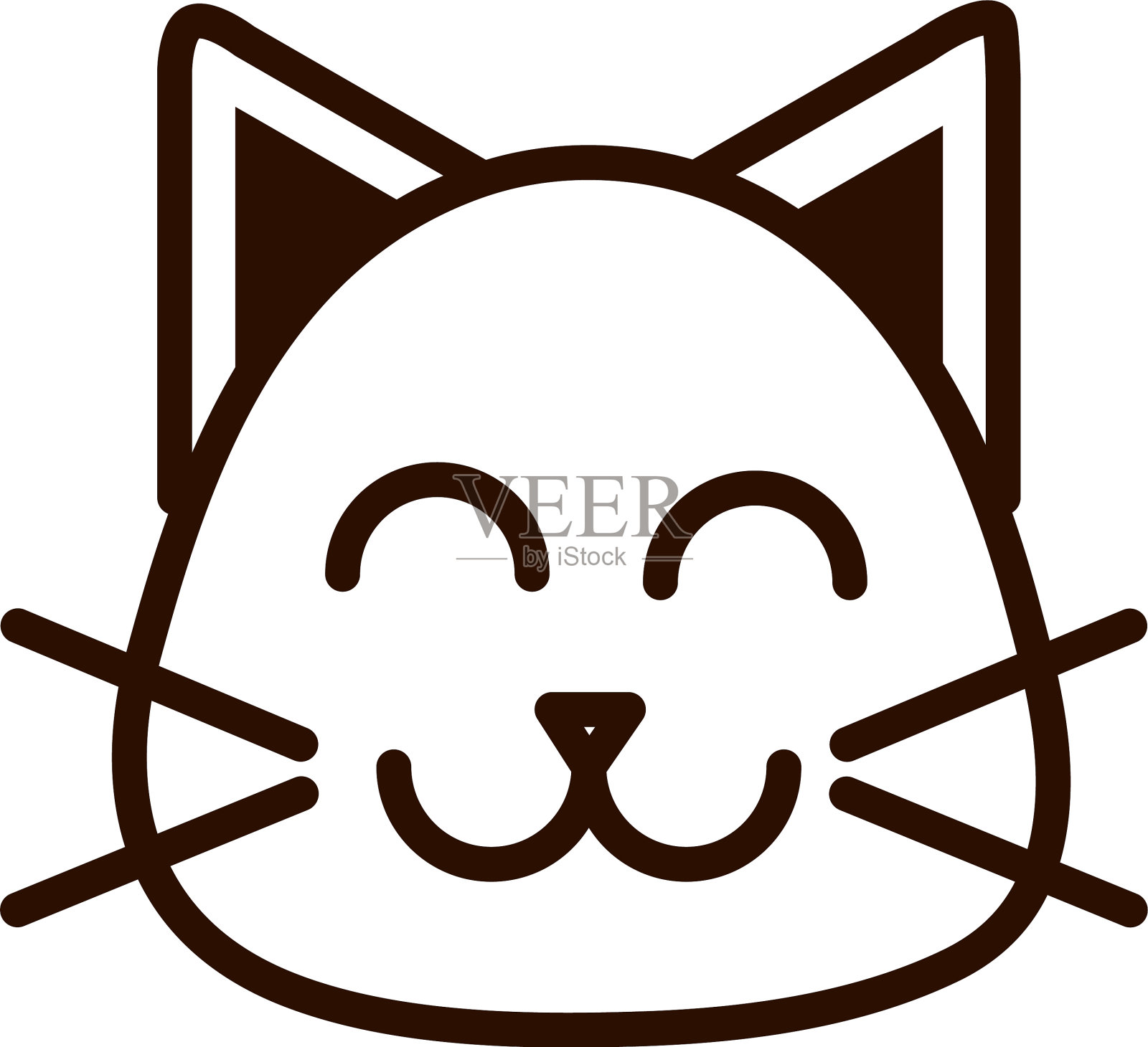 可爱的脸猫动物卡通图标粗线设计元素图片