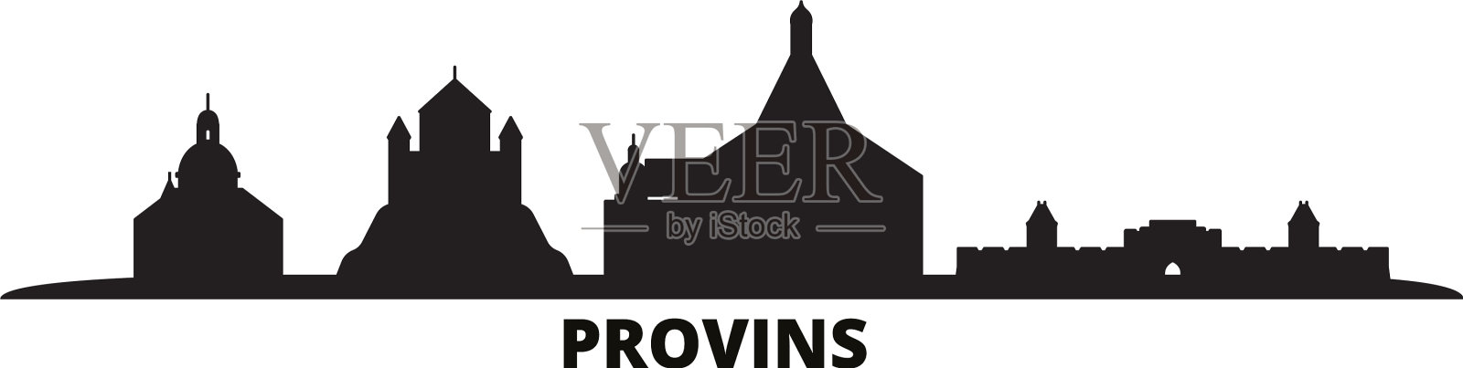 法国普罗旺斯城市天际线孤立插画图片素材