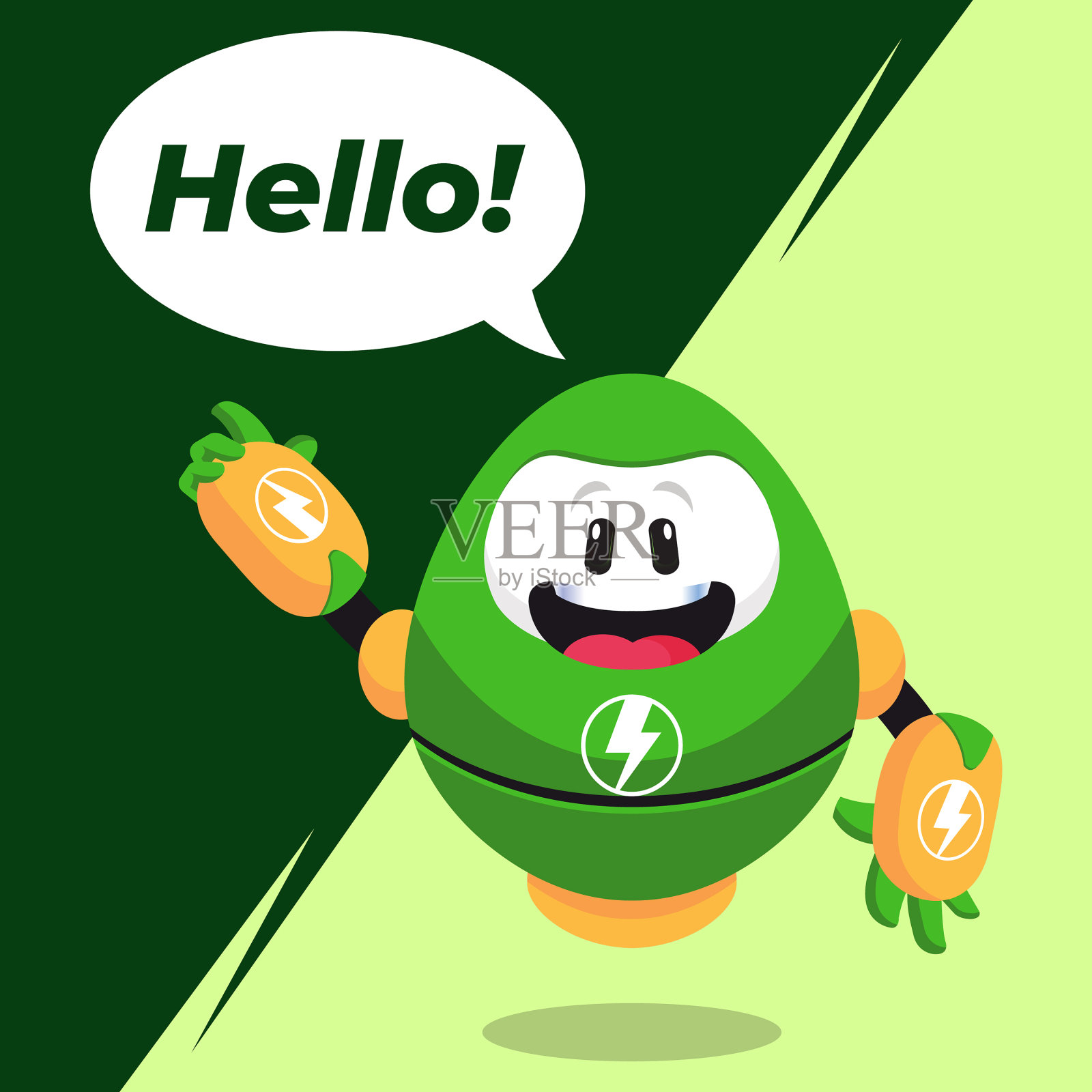 电动机器人吉祥物打招呼表情插画图片素材