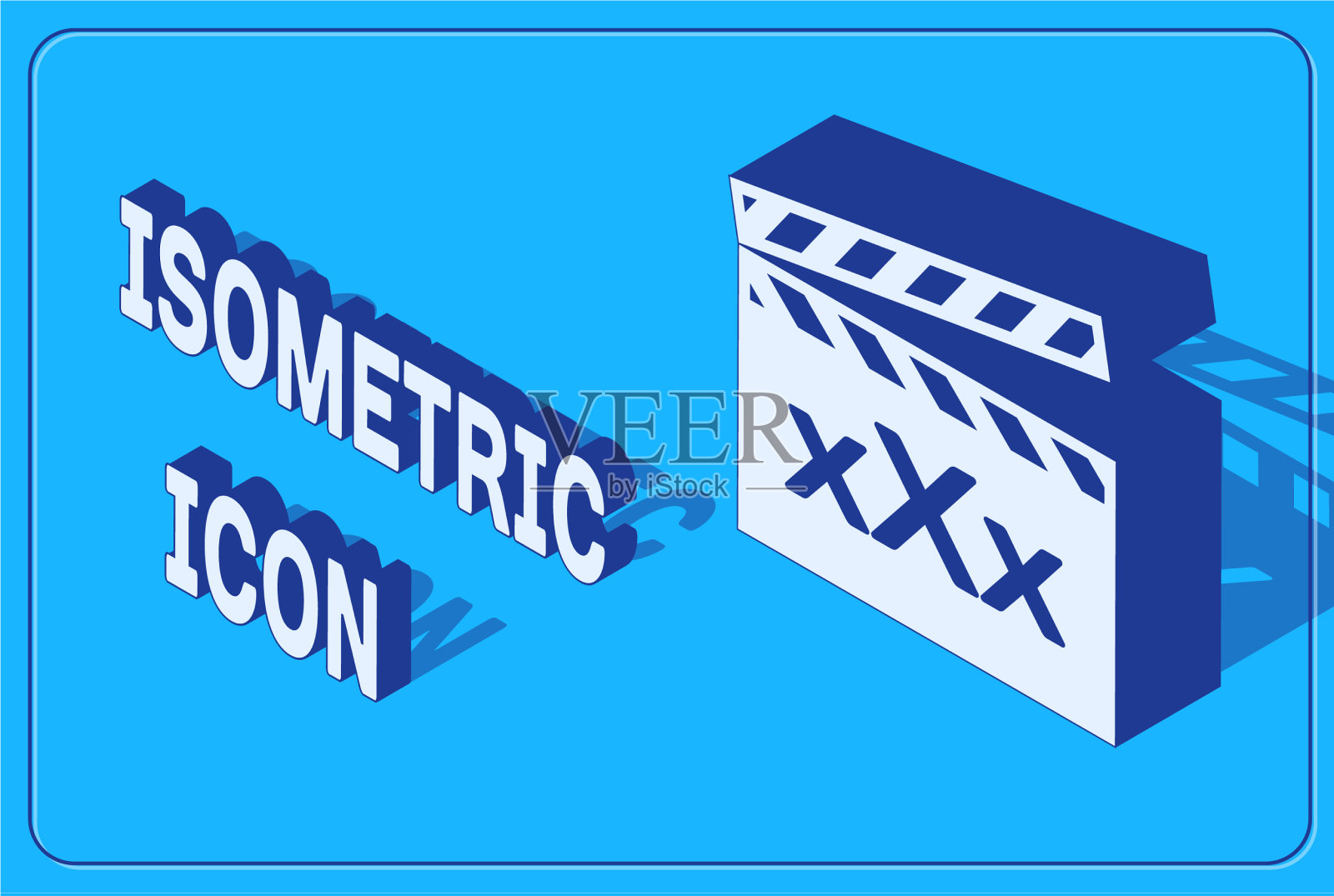 等距电影拍板与铭文XXX图标插画图片素材