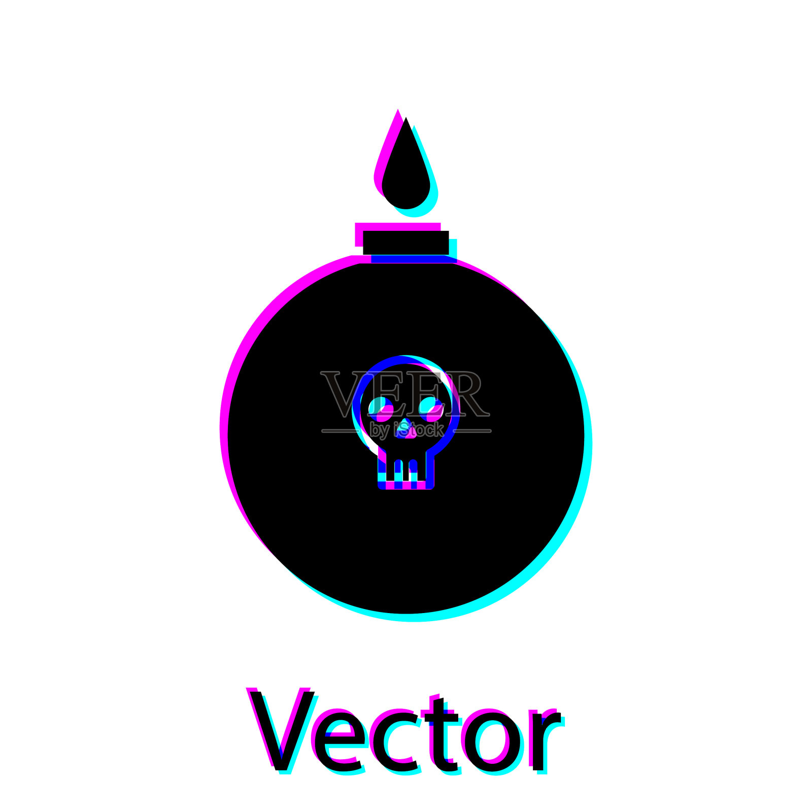 黑色炸弹准备爆炸图标孤立在白色插画图片素材