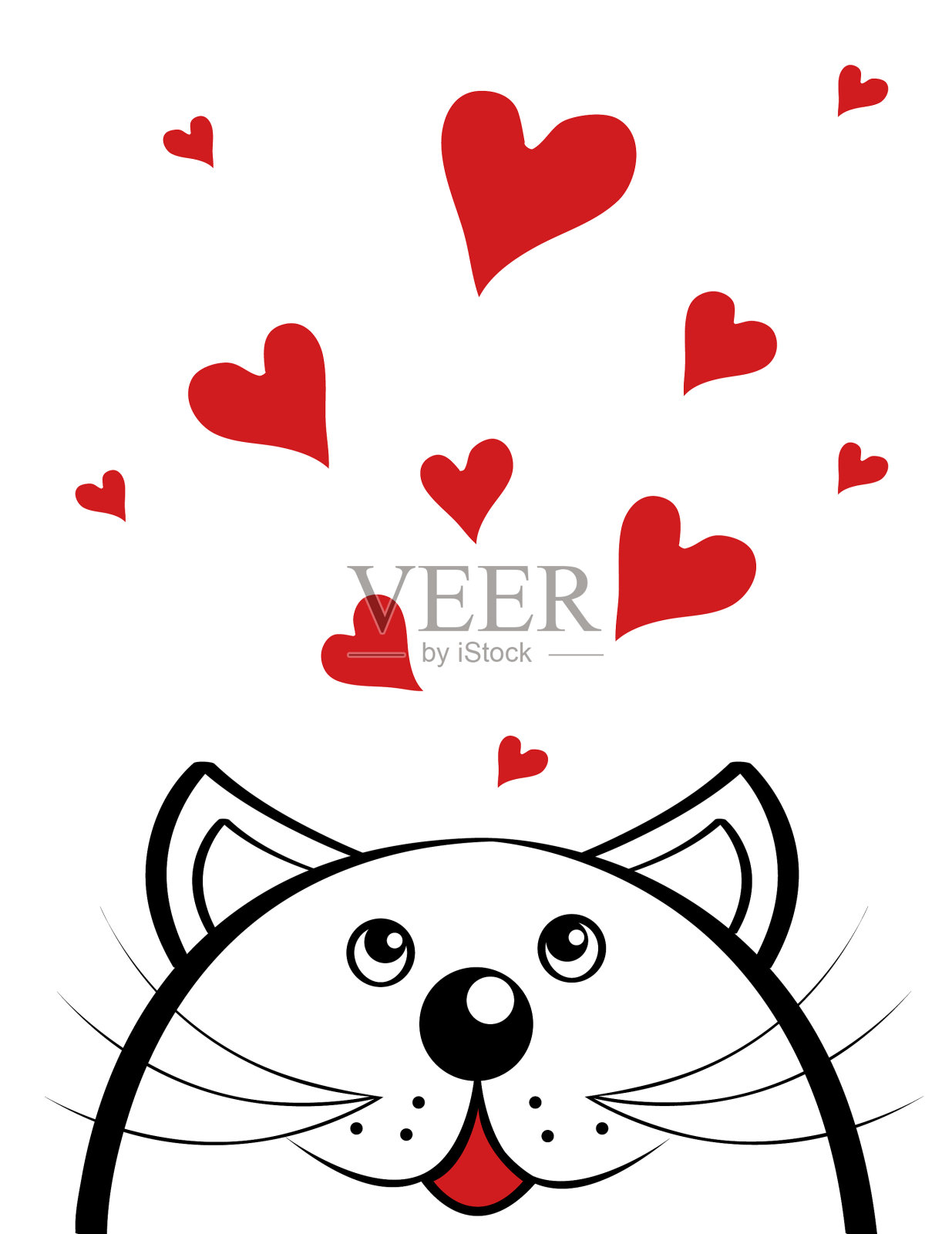 恋爱中的猫看了很多红心插画图片素材