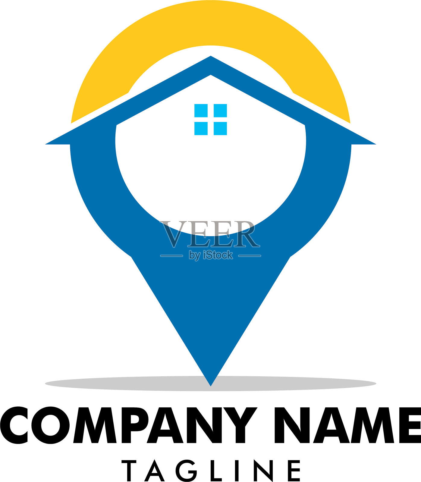 房屋定位标志模板插画图片素材