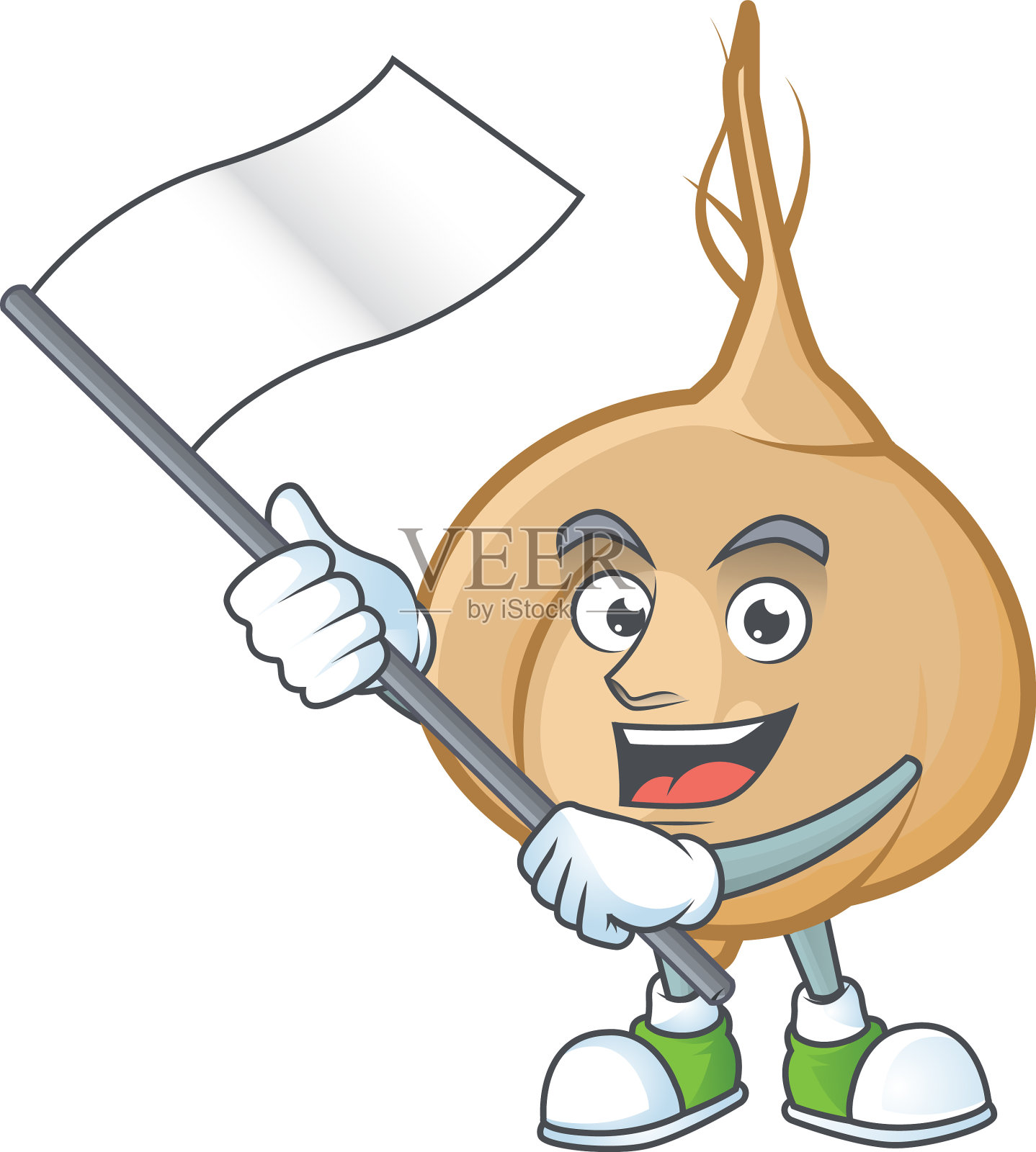 可爱的旗子站着豆豆卡通人物设计元素图片