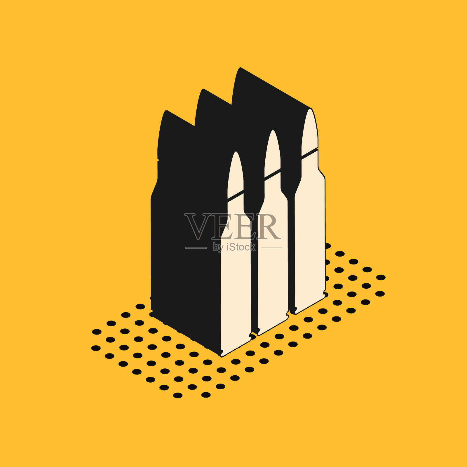 等距子弹图标孤立在黄色插画图片素材