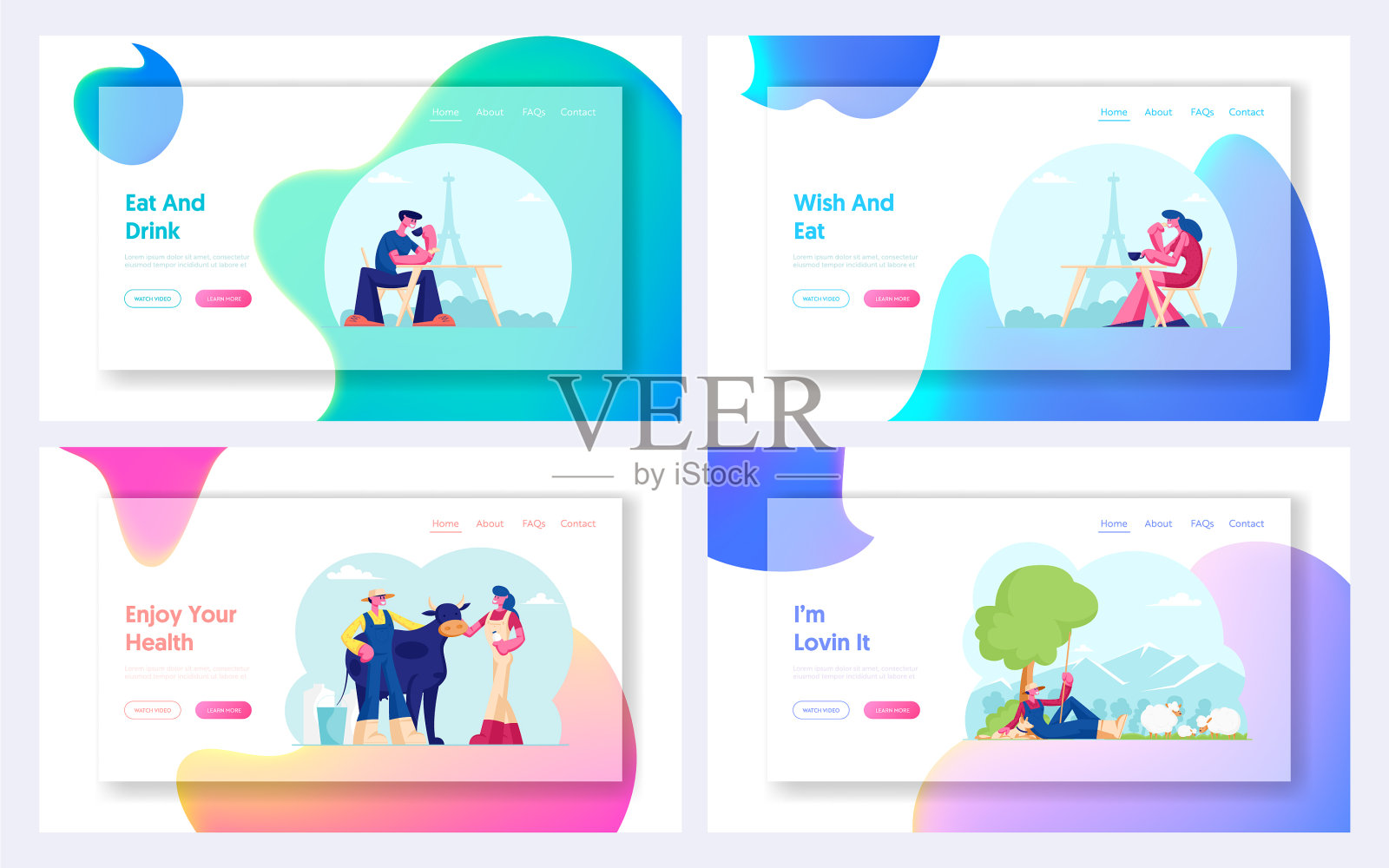 喝咖啡的农民职业网站设计模板素材