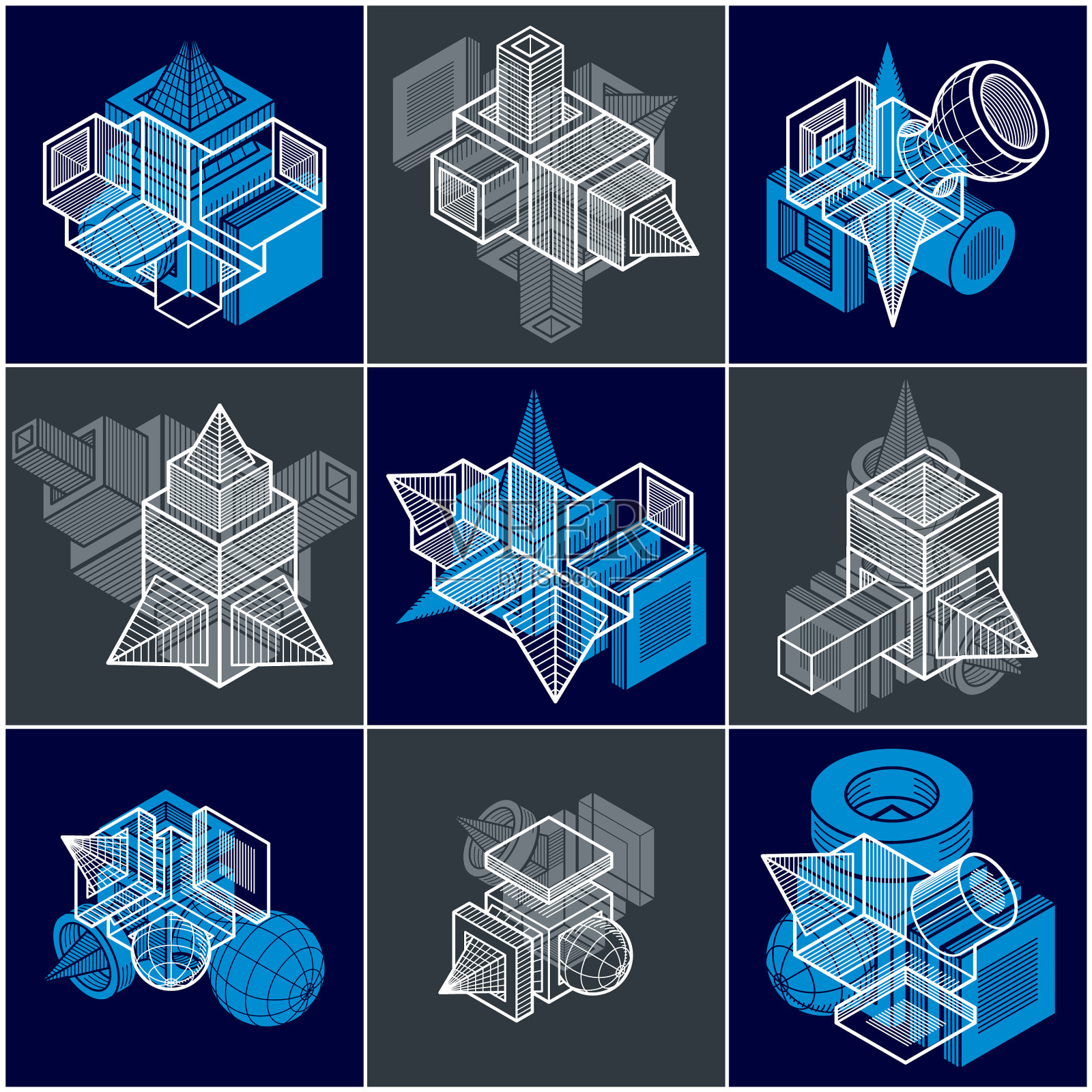 3d设计设置抽象的形状插画图片素材