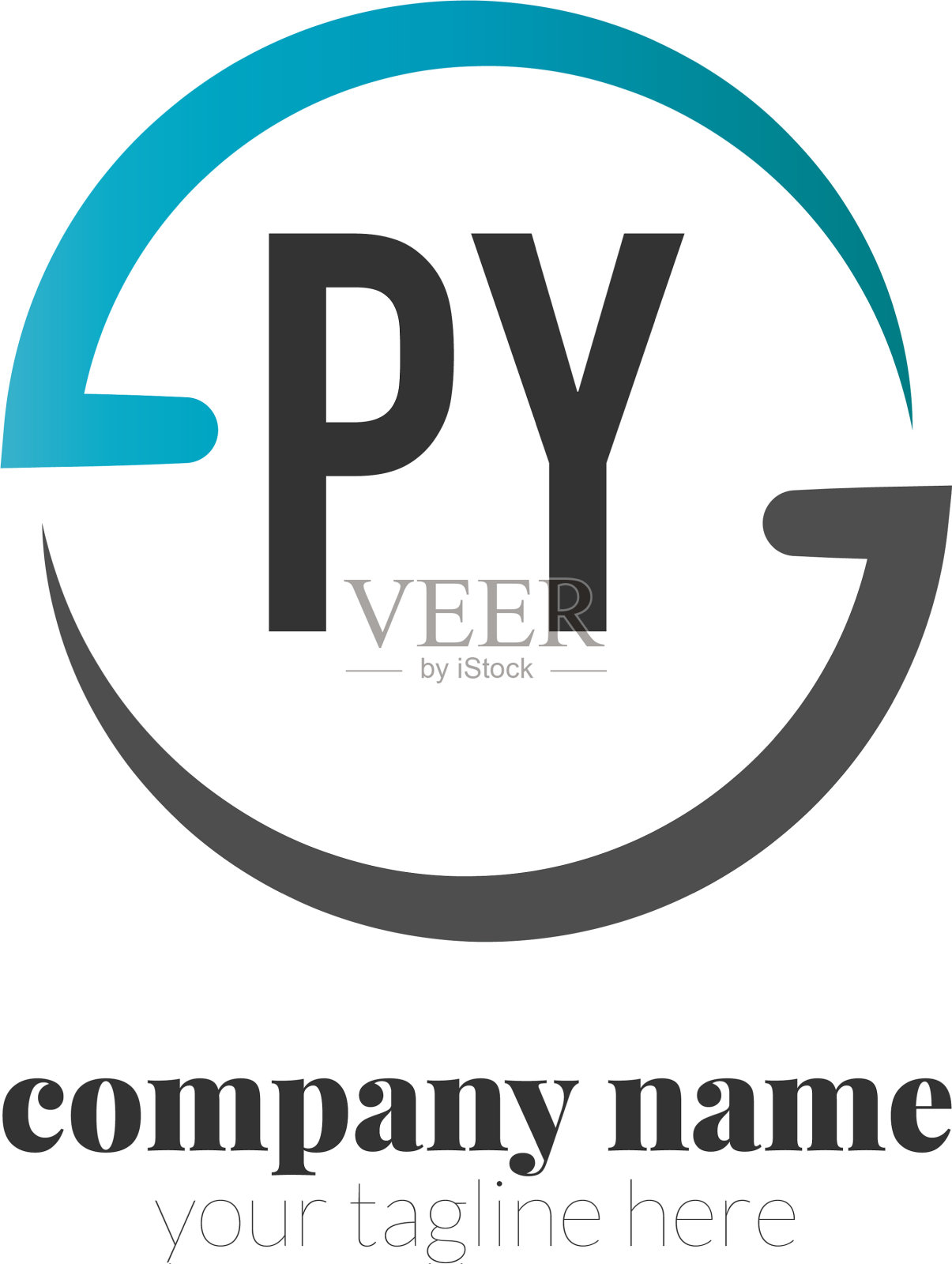 首字母创意圆标志概念插画图片素材