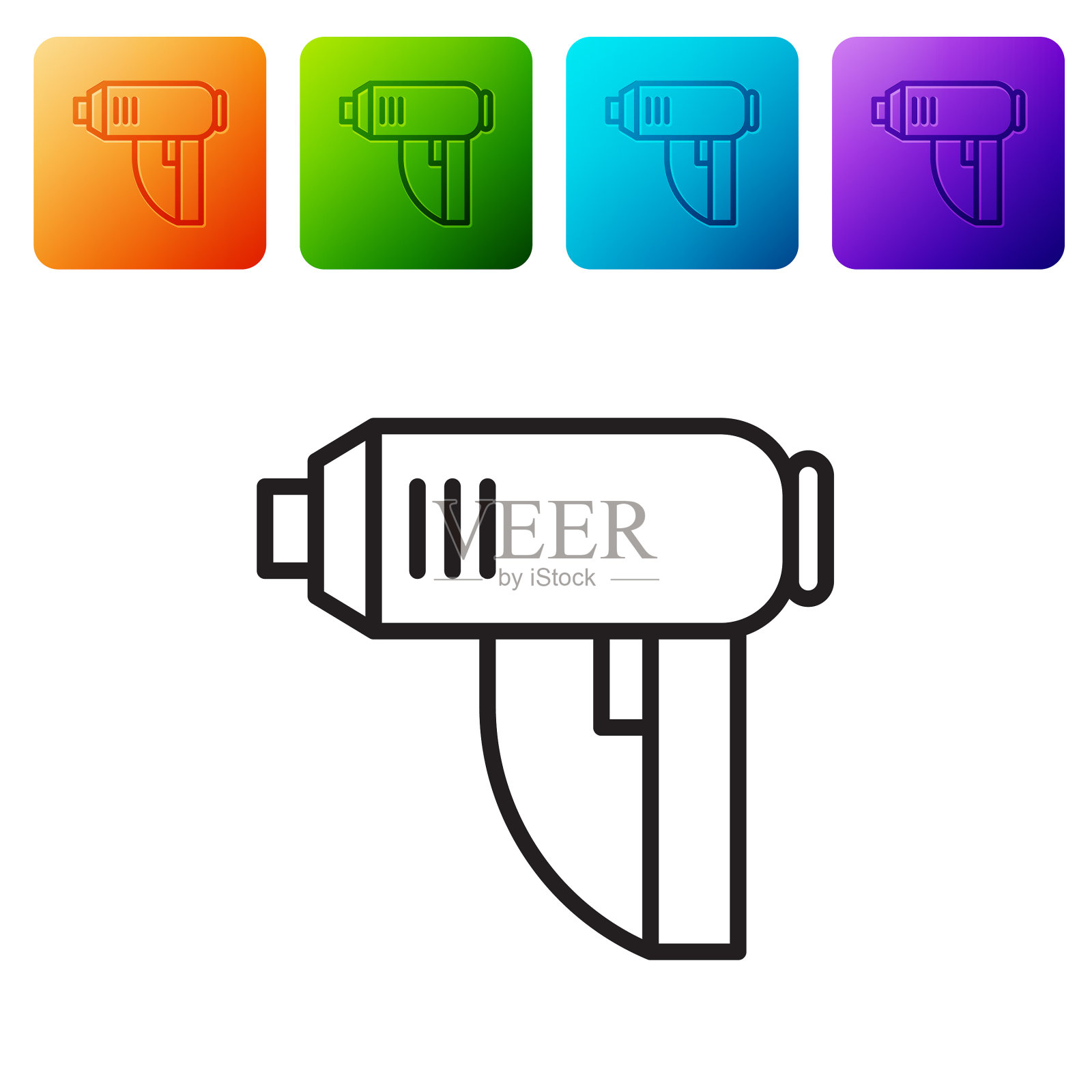 黑线电气工业烘干机图标隔离插画图片素材