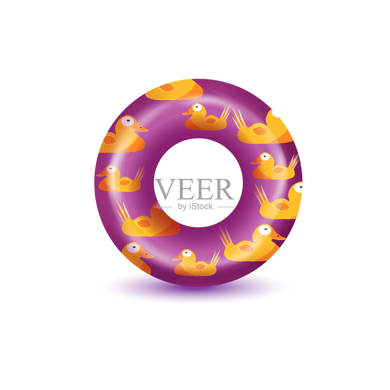 白色背景下的充气游泳圈特写插画图片素材